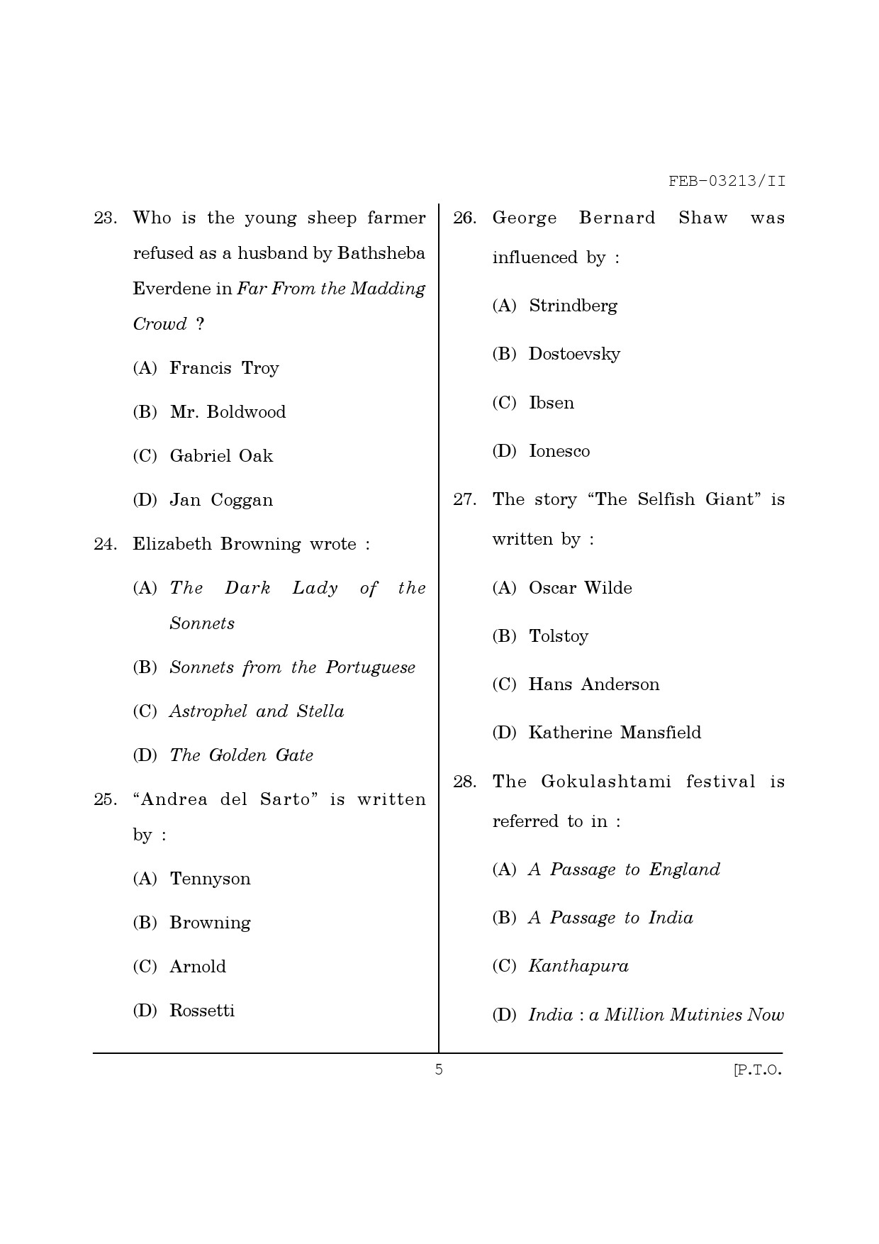 Maharashtra SET English Question Paper II February 2013 5