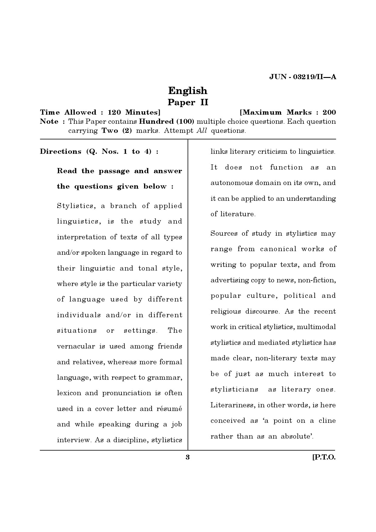 Maharashtra SET English Question Paper II June 2019 2