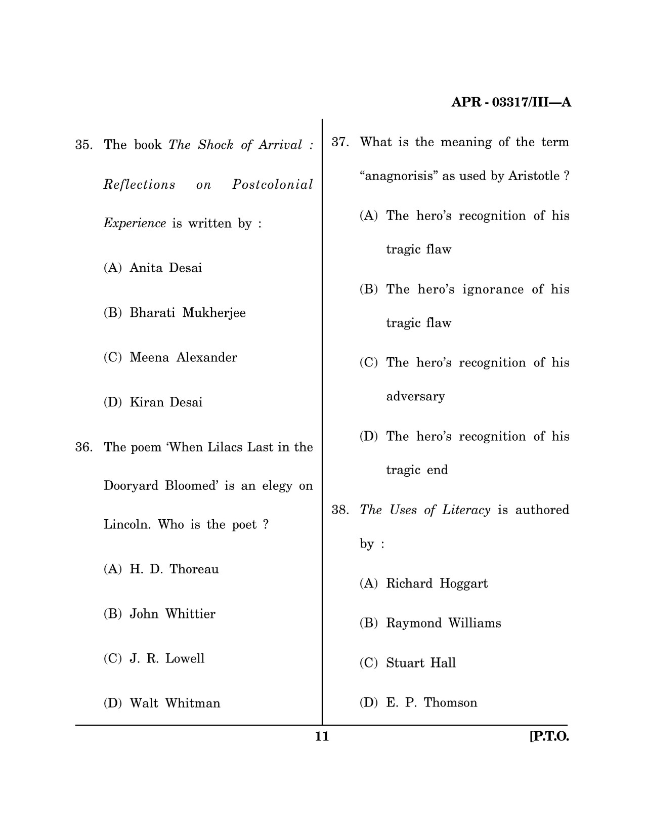 Maharashtra SET English Question Paper III April 2017 10