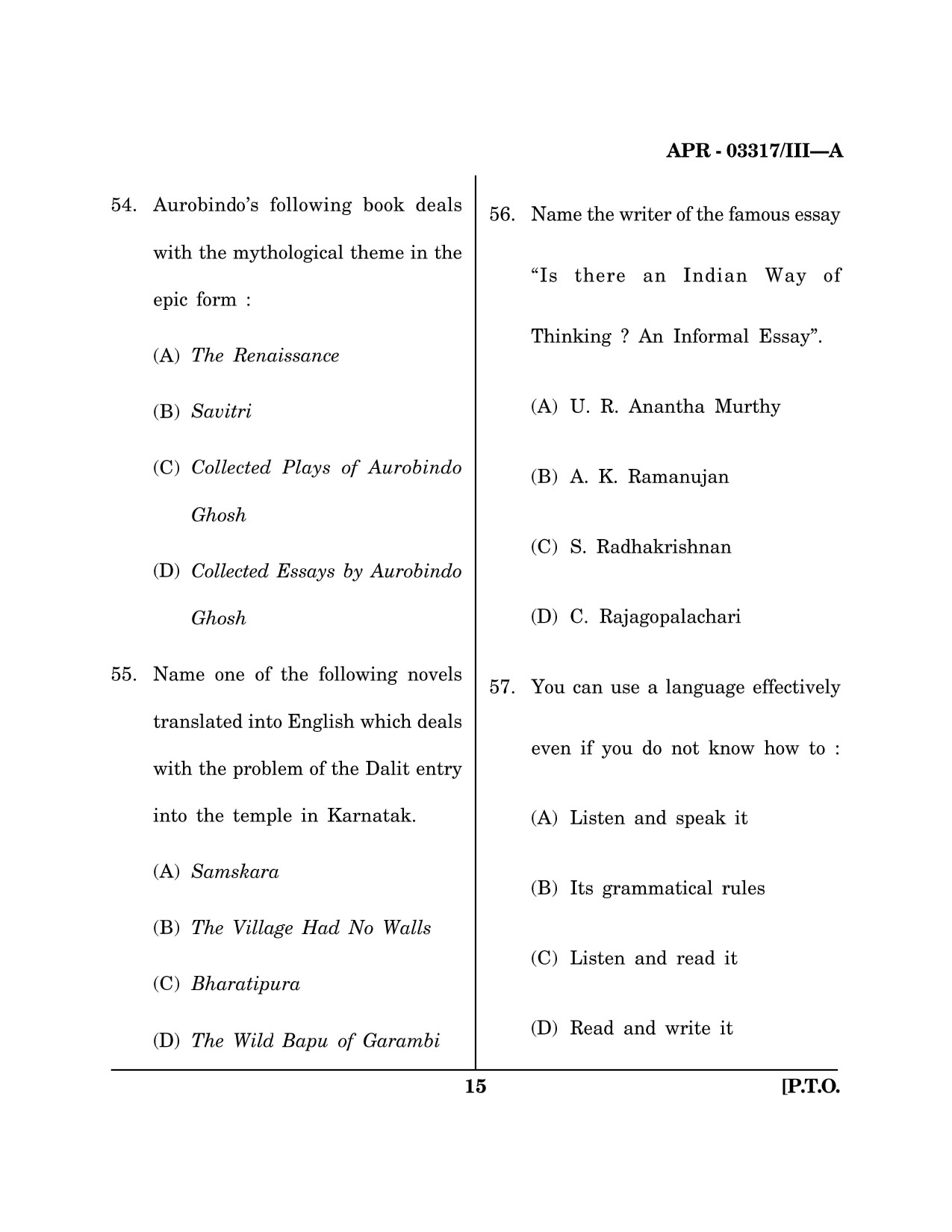 Maharashtra SET English Question Paper III April 2017 14