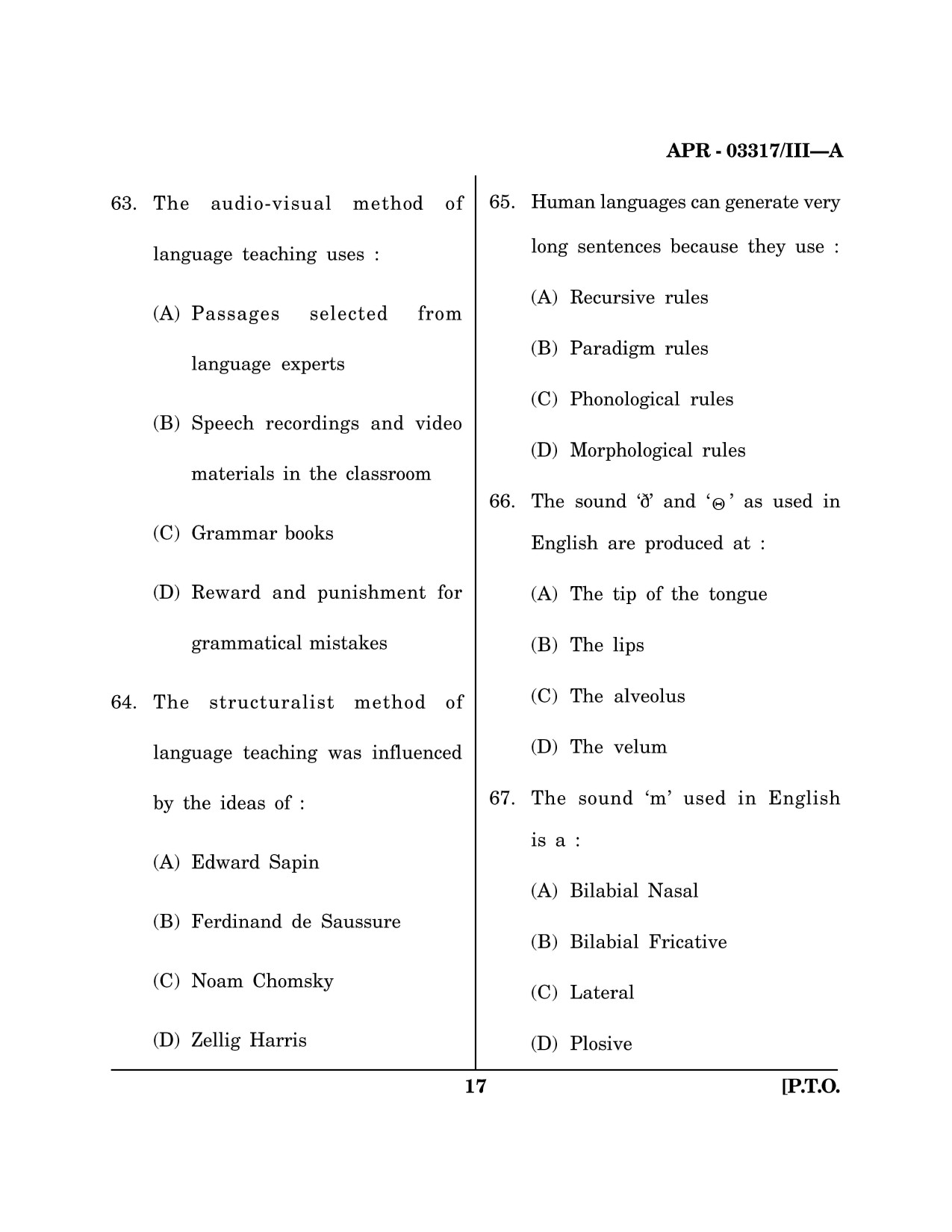 Maharashtra SET English Question Paper III April 2017 16