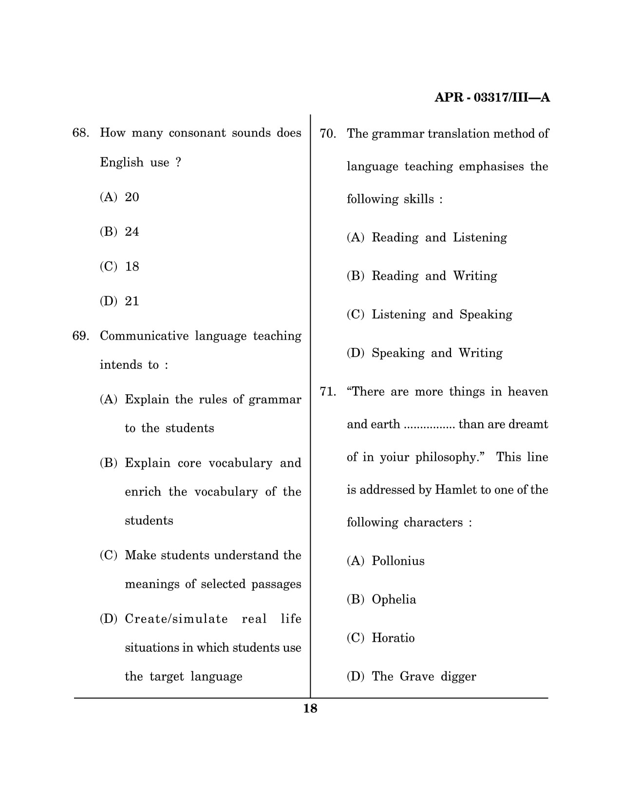 Maharashtra SET English Question Paper III April 2017 17