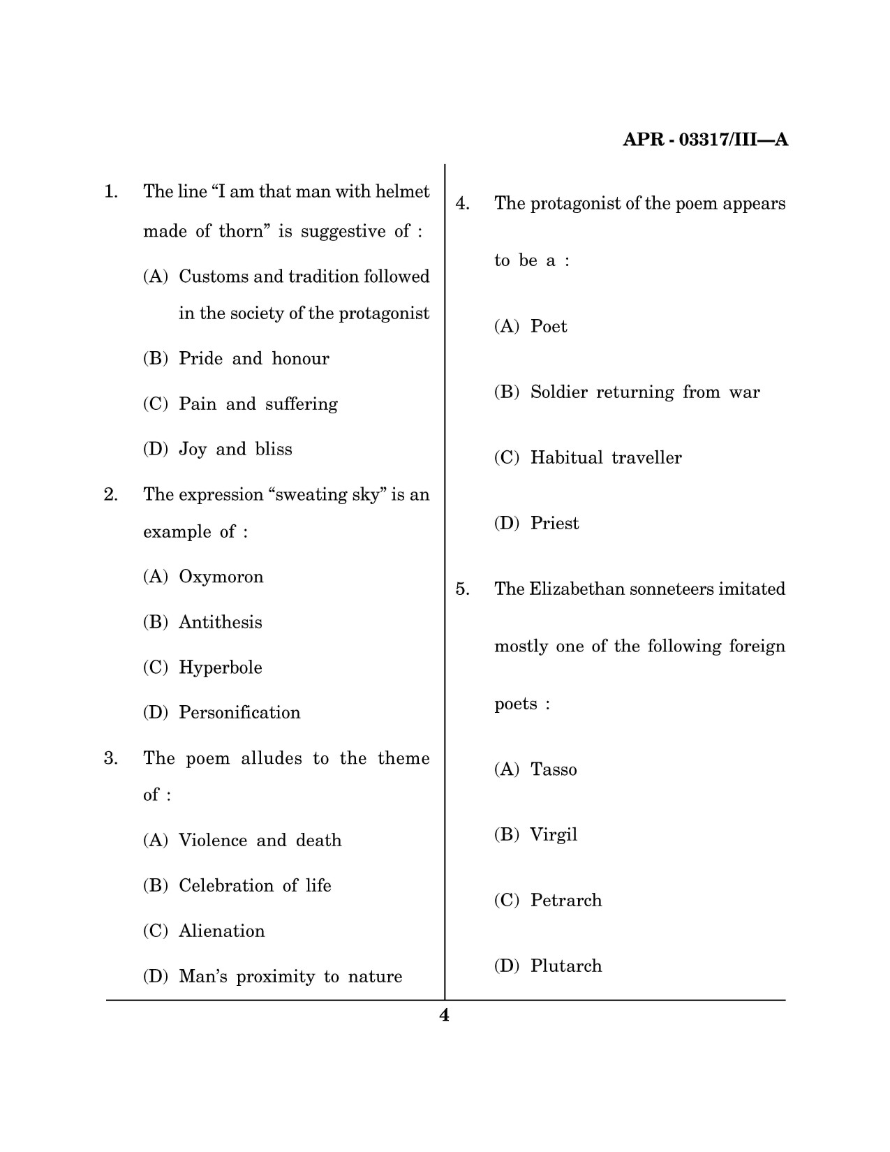 Maharashtra SET English Question Paper III April 2017 3