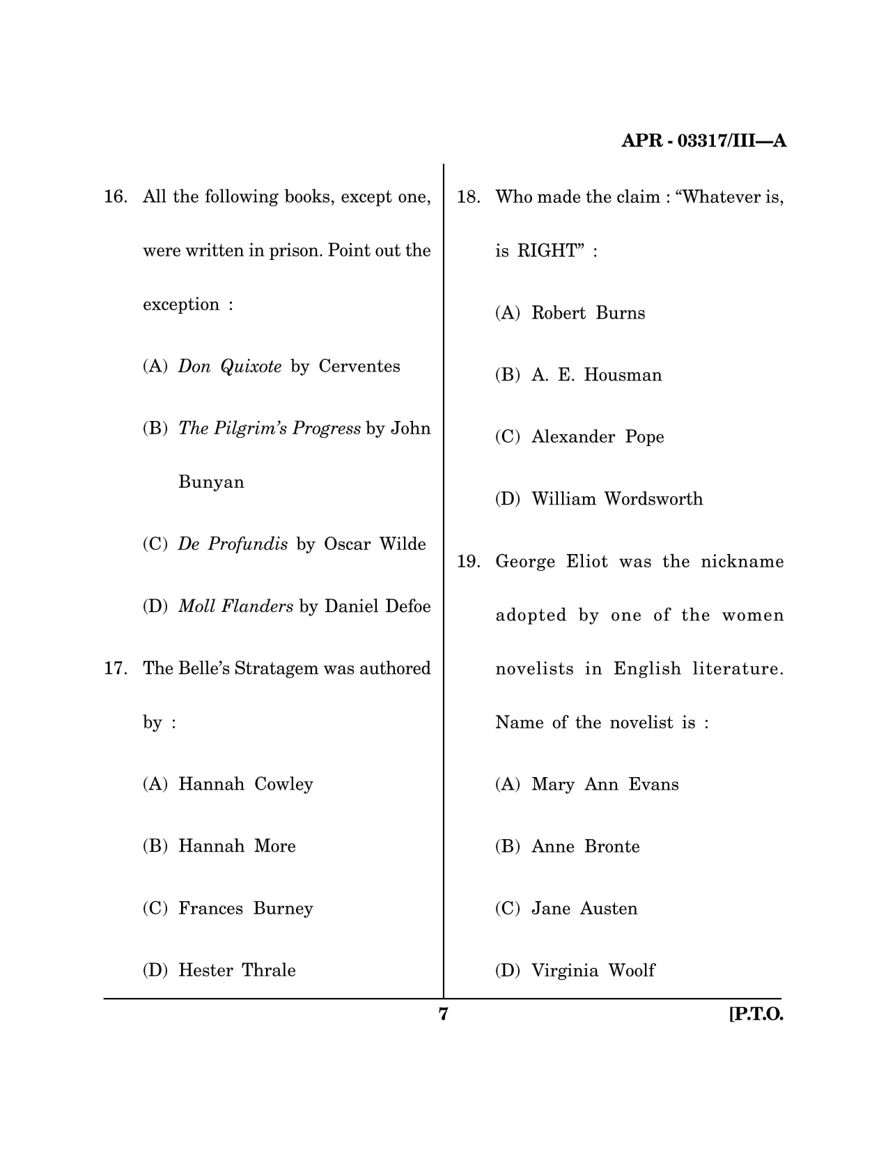 Maharashtra SET English Question Paper III April 2017 6