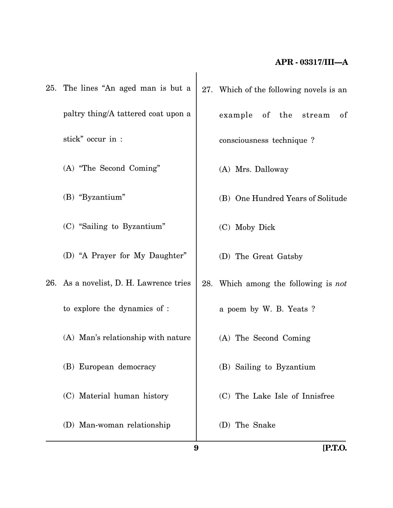 Maharashtra SET English Question Paper III April 2017 8