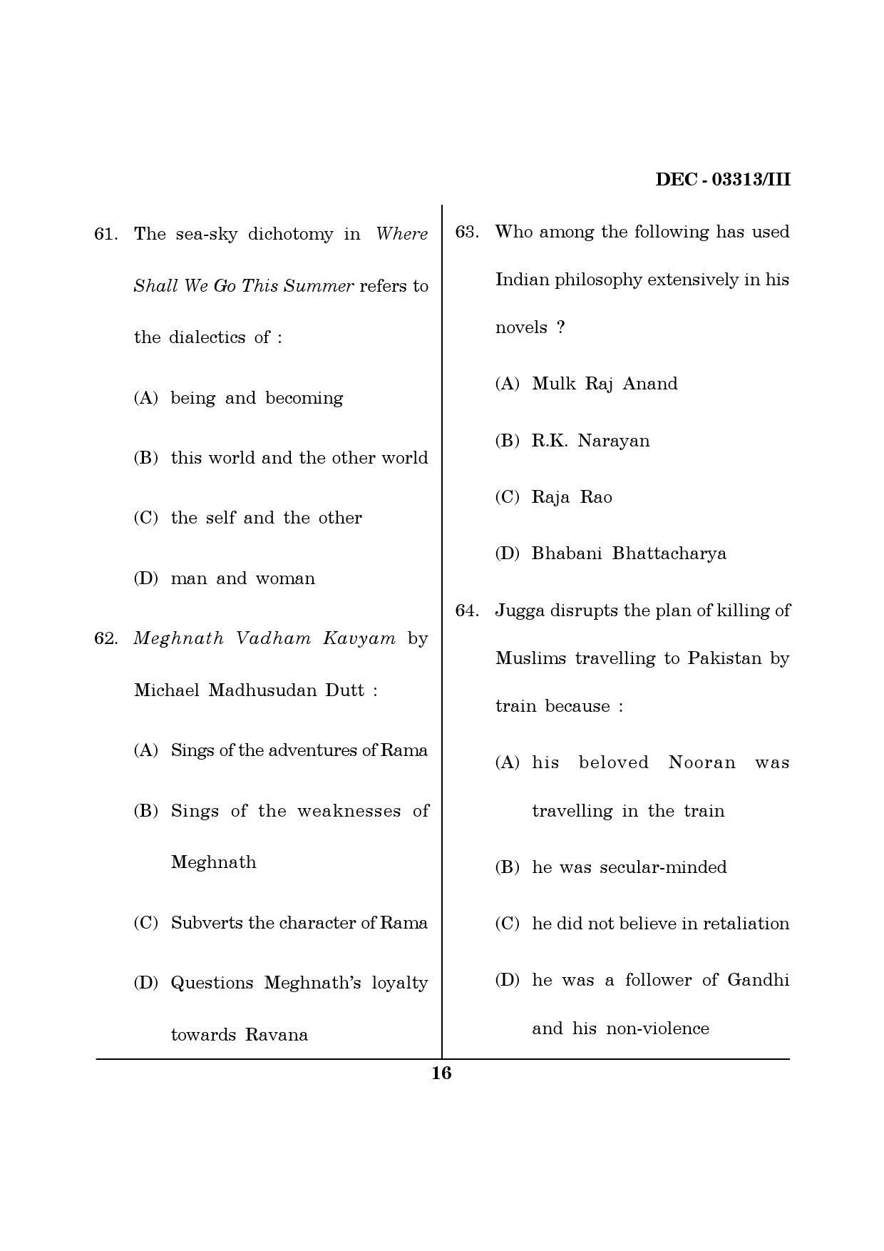 Maharashtra SET English Question Paper III December 2013 15