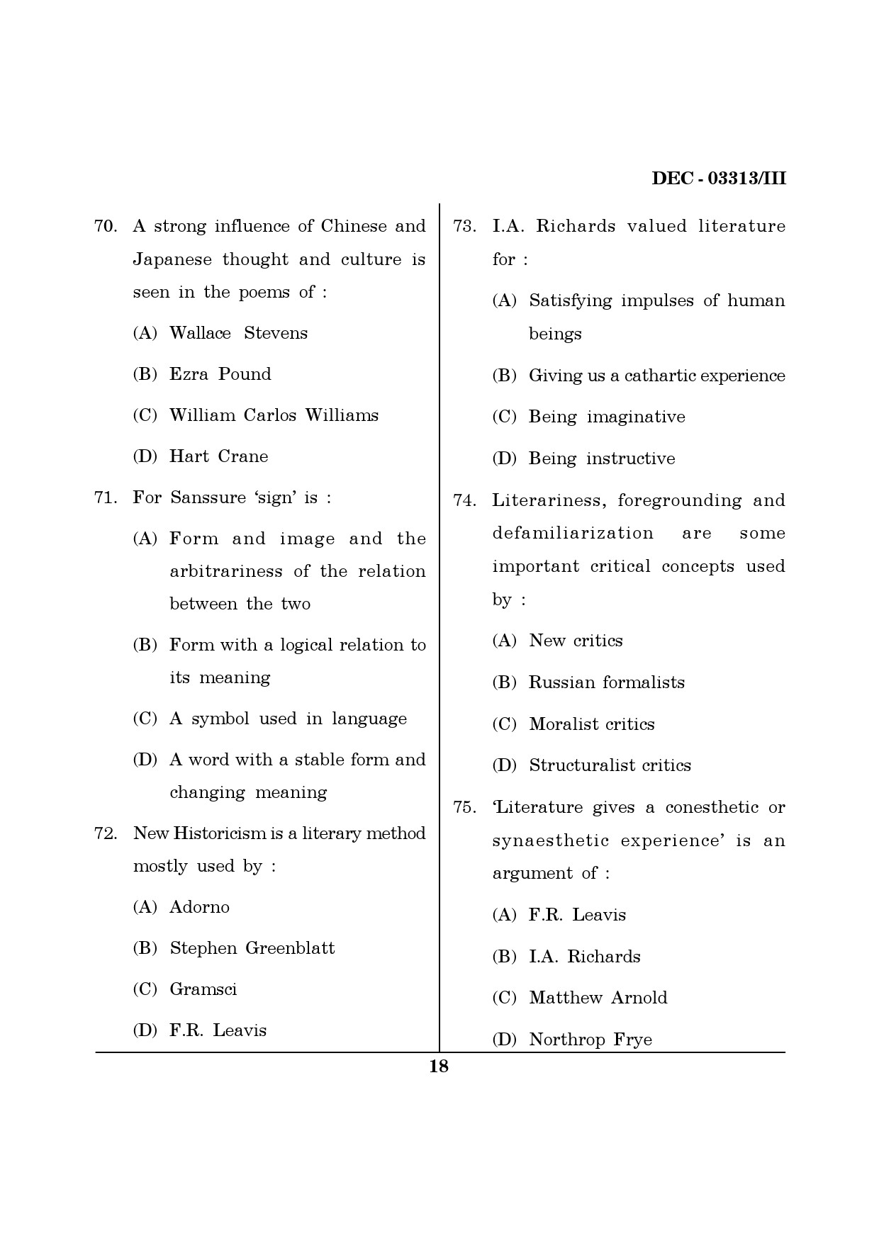 Maharashtra SET English Question Paper III December 2013 17