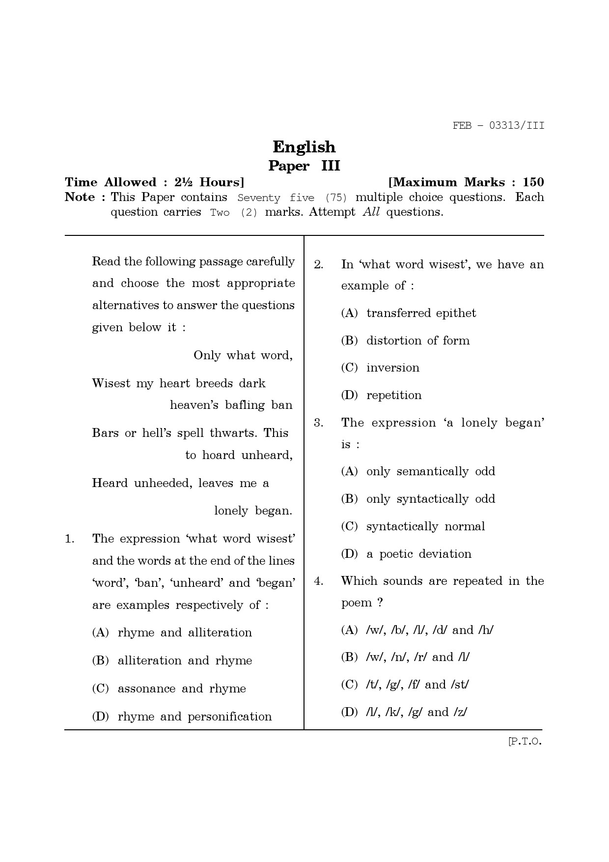 Maharashtra SET English Question Paper III February 2013 1