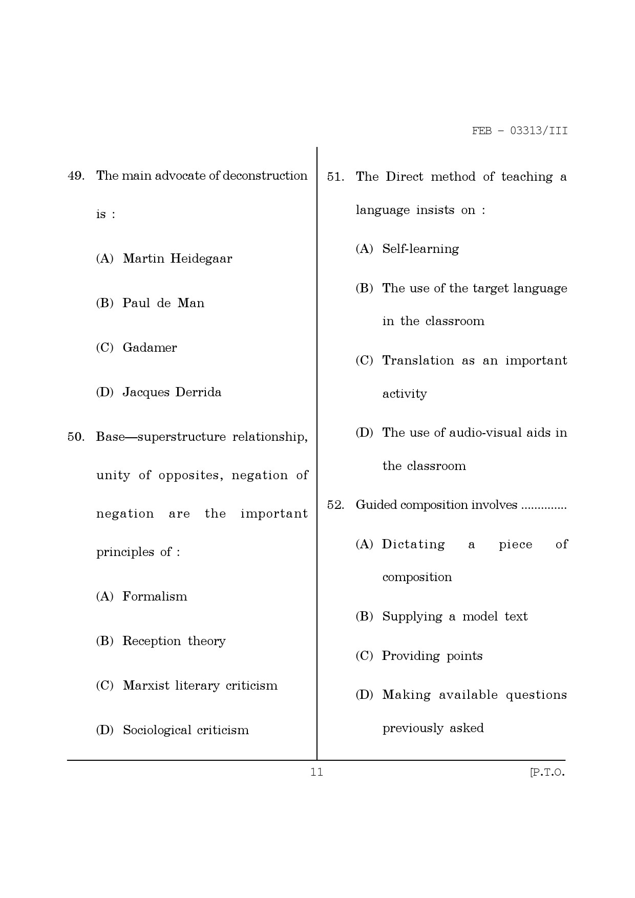 Maharashtra SET English Question Paper III February 2013 11