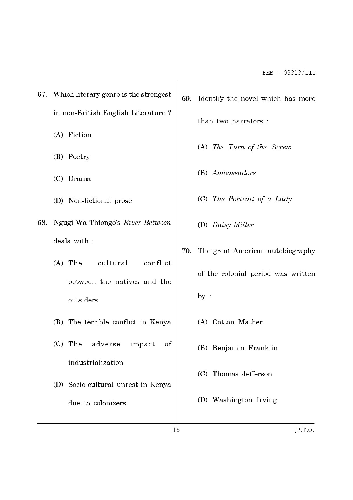 Maharashtra SET English Question Paper III February 2013 15