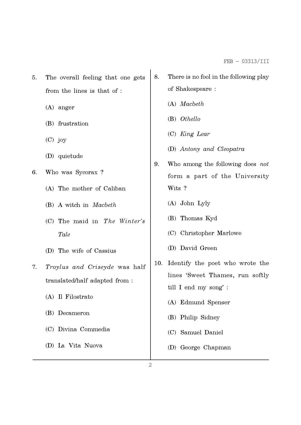 Maharashtra SET English Question Paper III February 2013 2