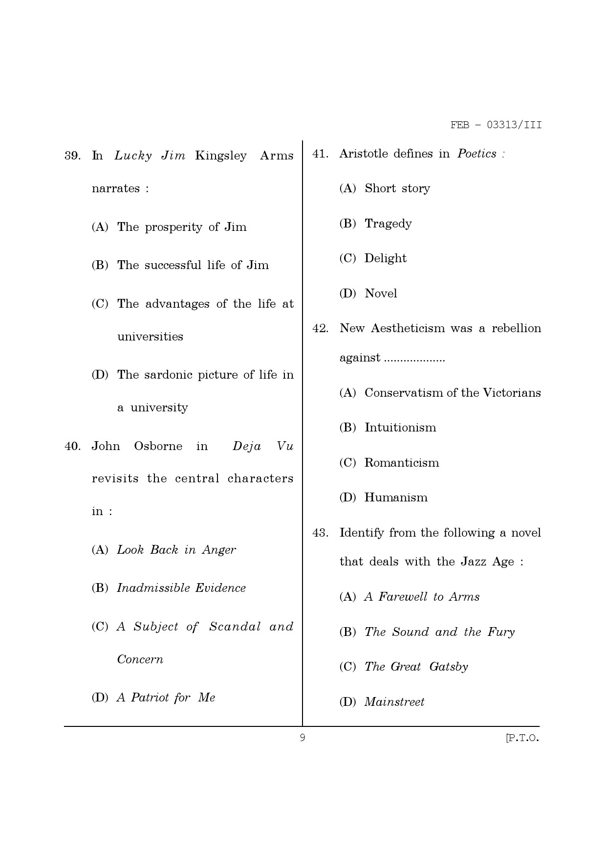 Maharashtra SET English Question Paper III February 2013 9