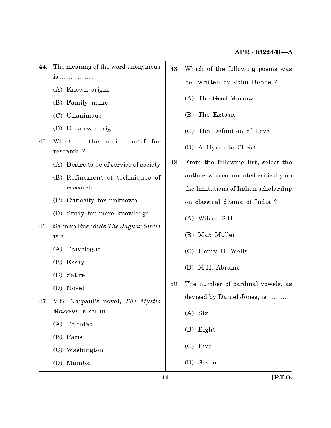 MH SET English Question Paper II April 2024 10