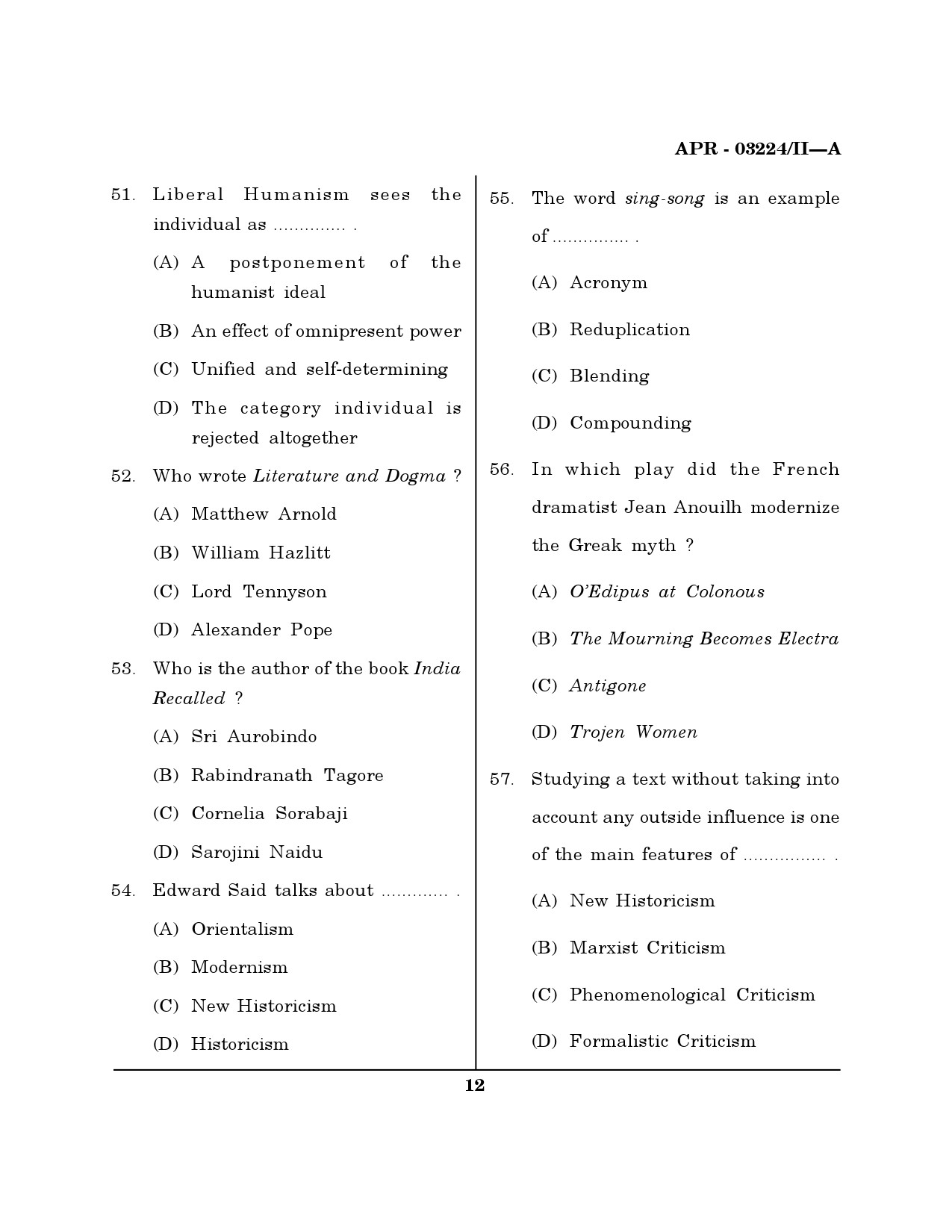 MH SET English Question Paper II April 2024 11