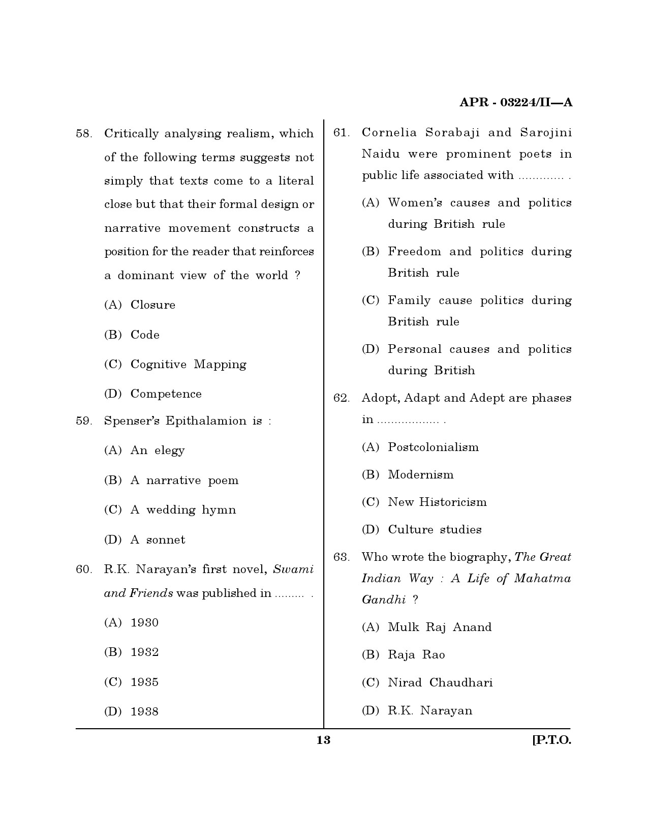 MH SET English Question Paper II April 2024 12