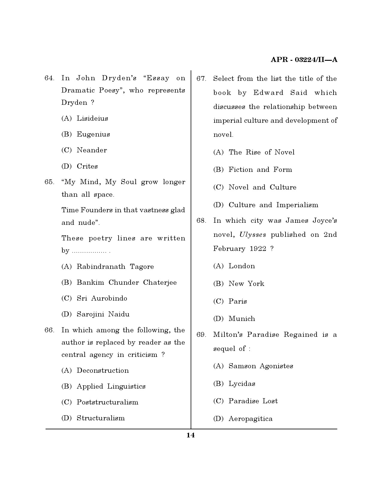 MH SET English Question Paper II April 2024 13