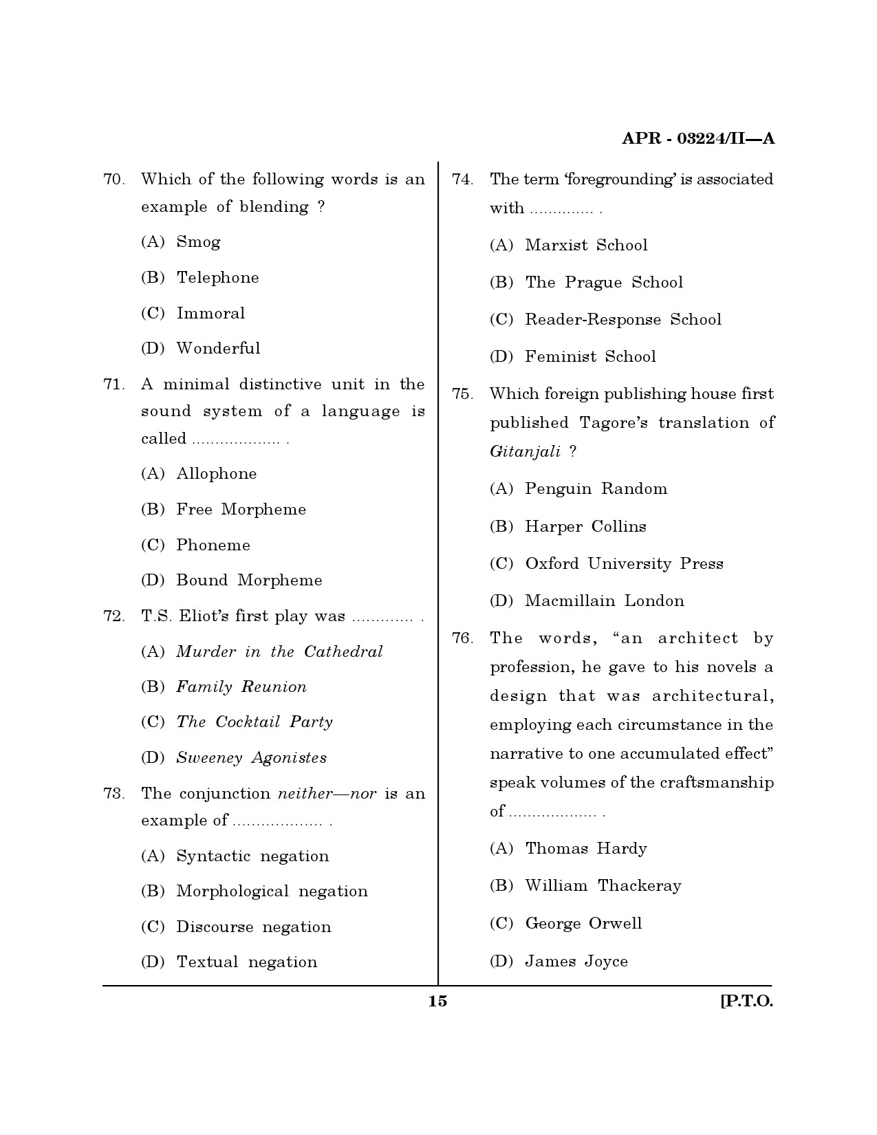 MH SET English Question Paper II April 2024 14