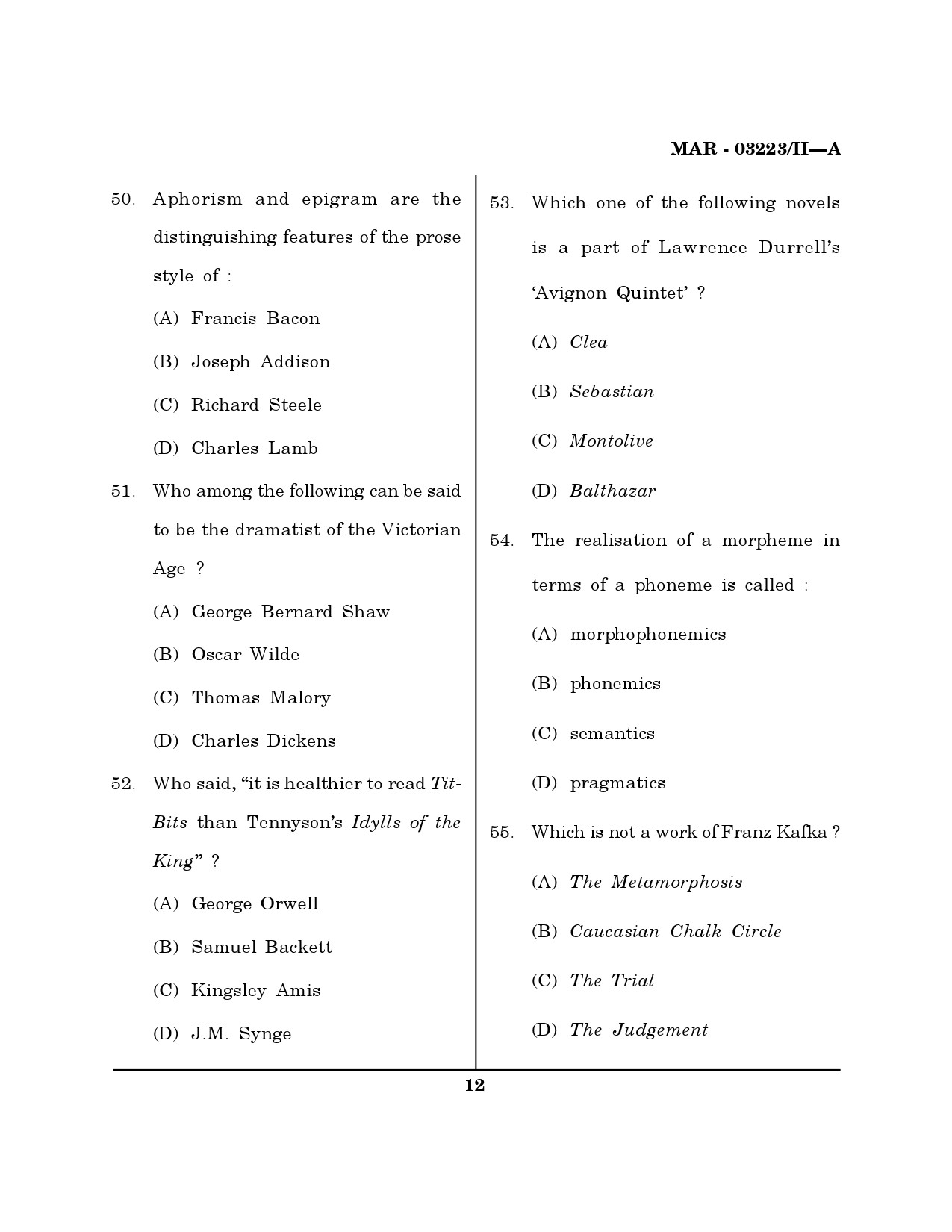 MH SET English Question Paper II March 2023 11