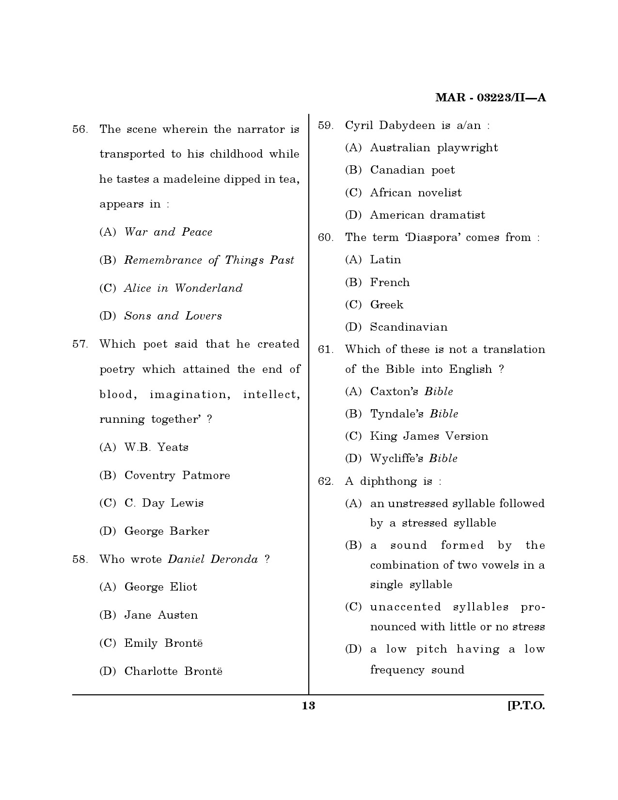 MH SET English Question Paper II March 2023 12