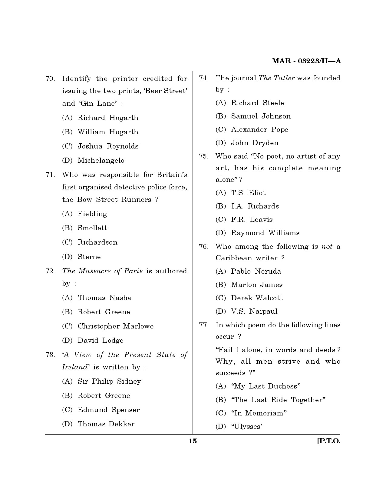 MH SET English Question Paper II March 2023 14