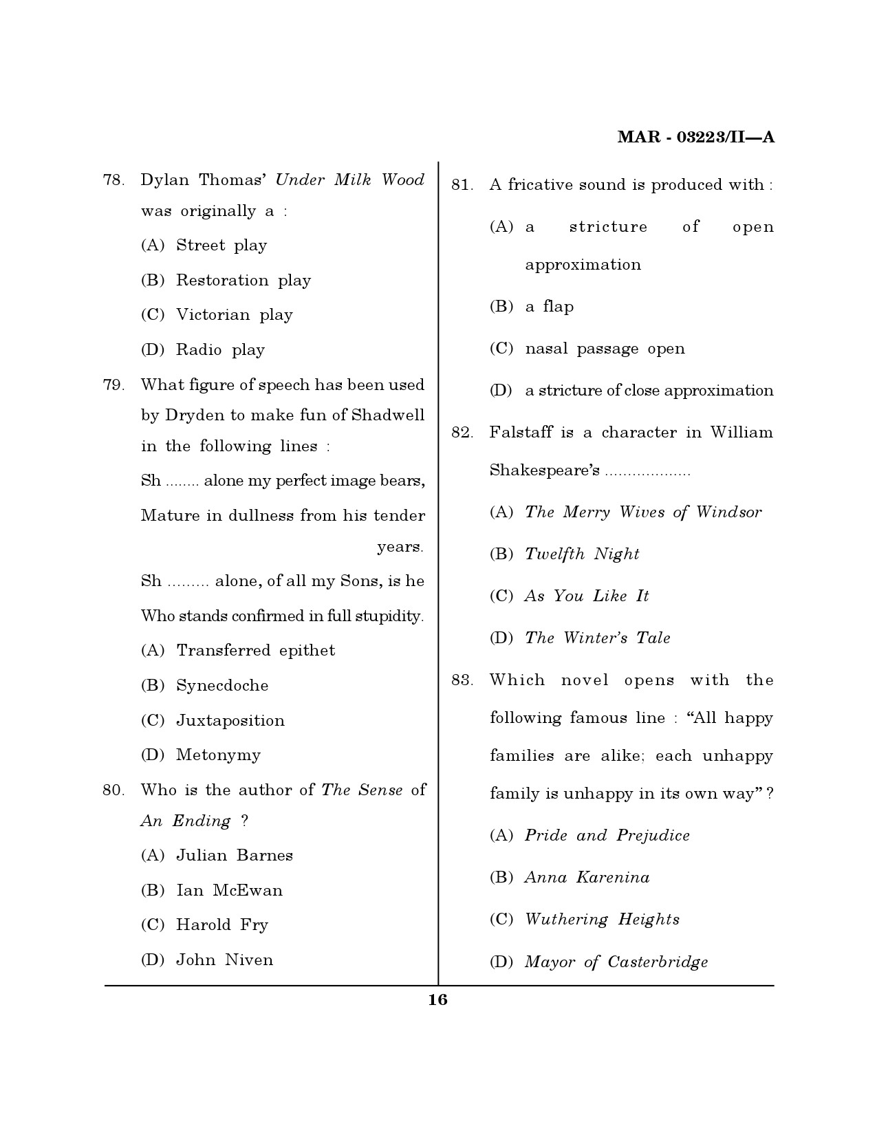 MH SET English Question Paper II March 2023 15