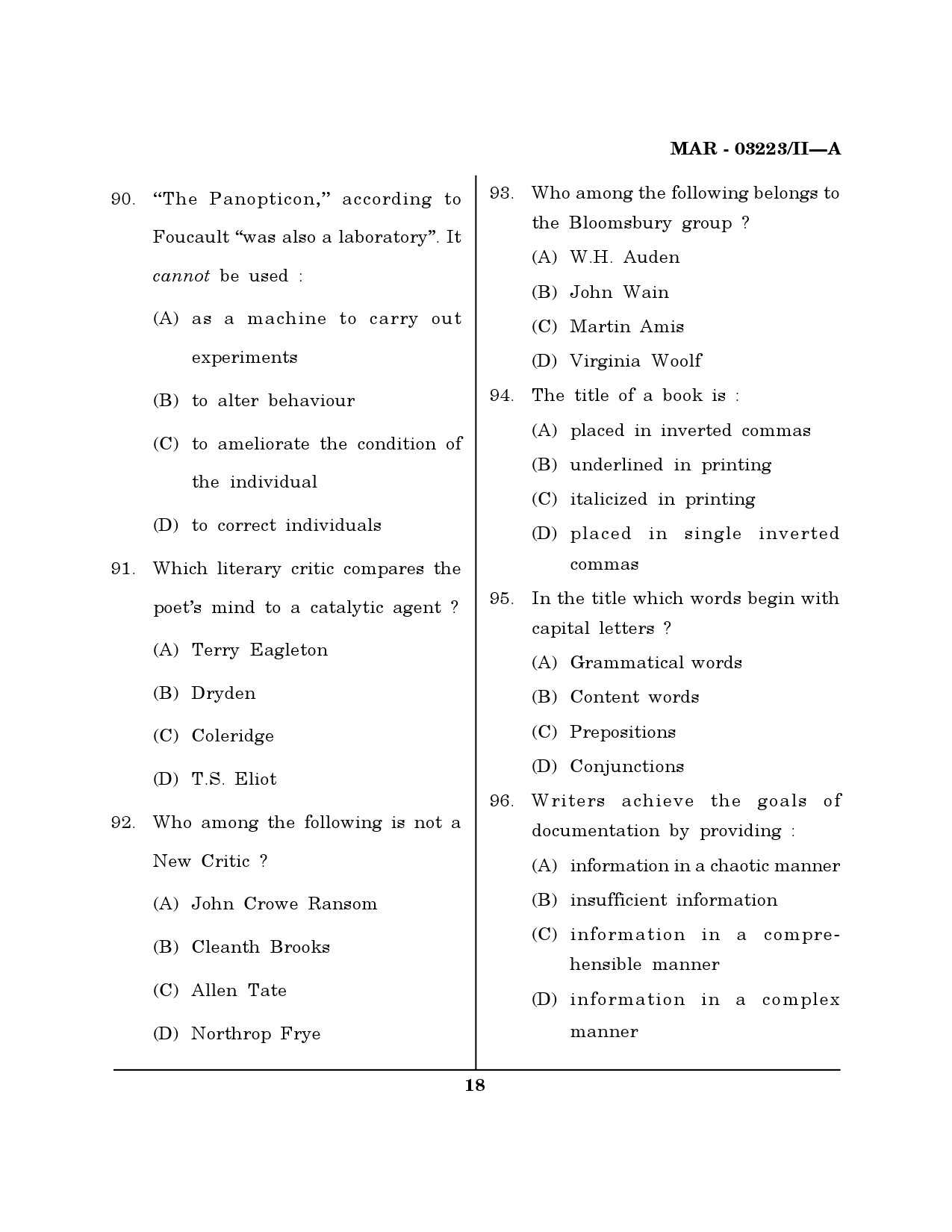 MH SET English Question Paper II March 2023 17