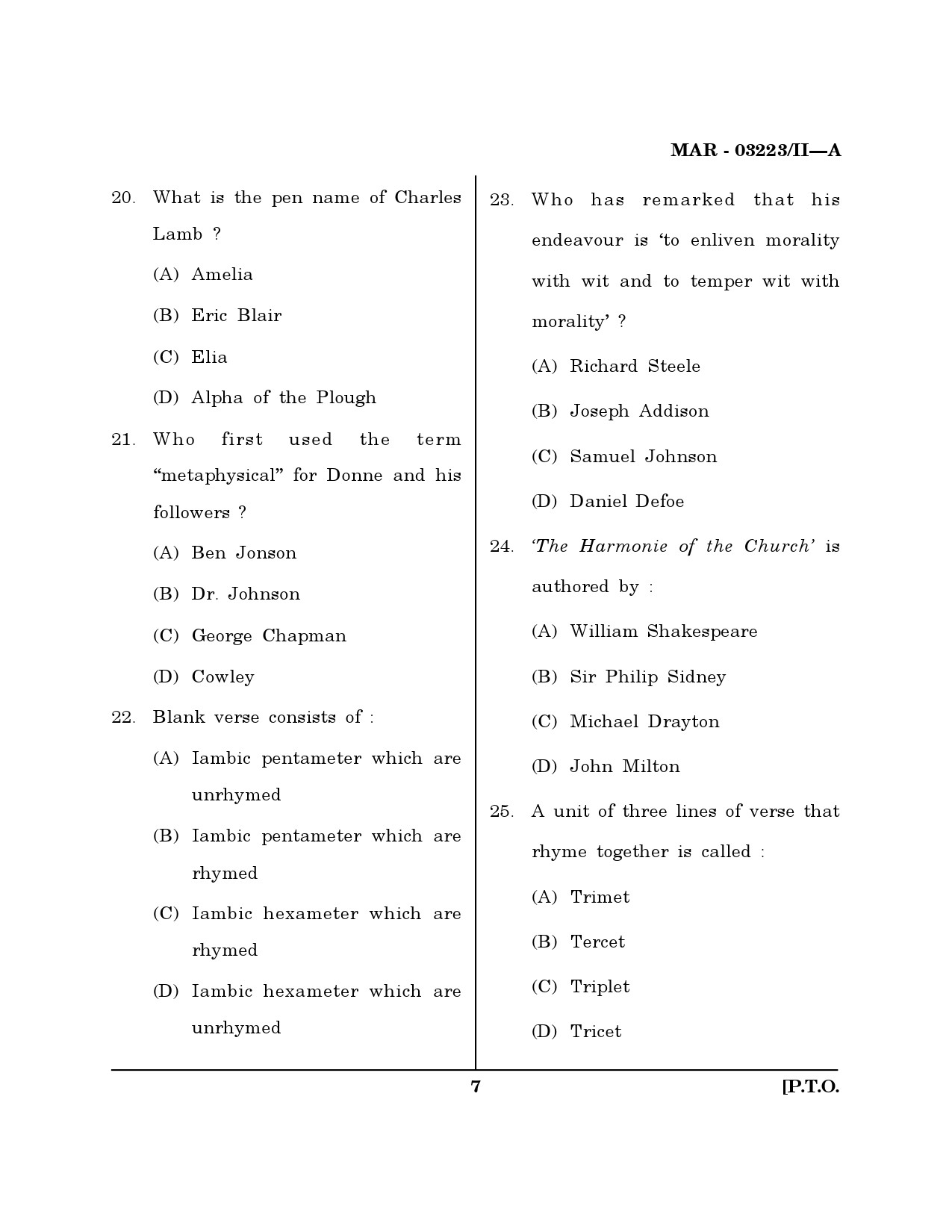 MH SET English Question Paper II March 2023 6