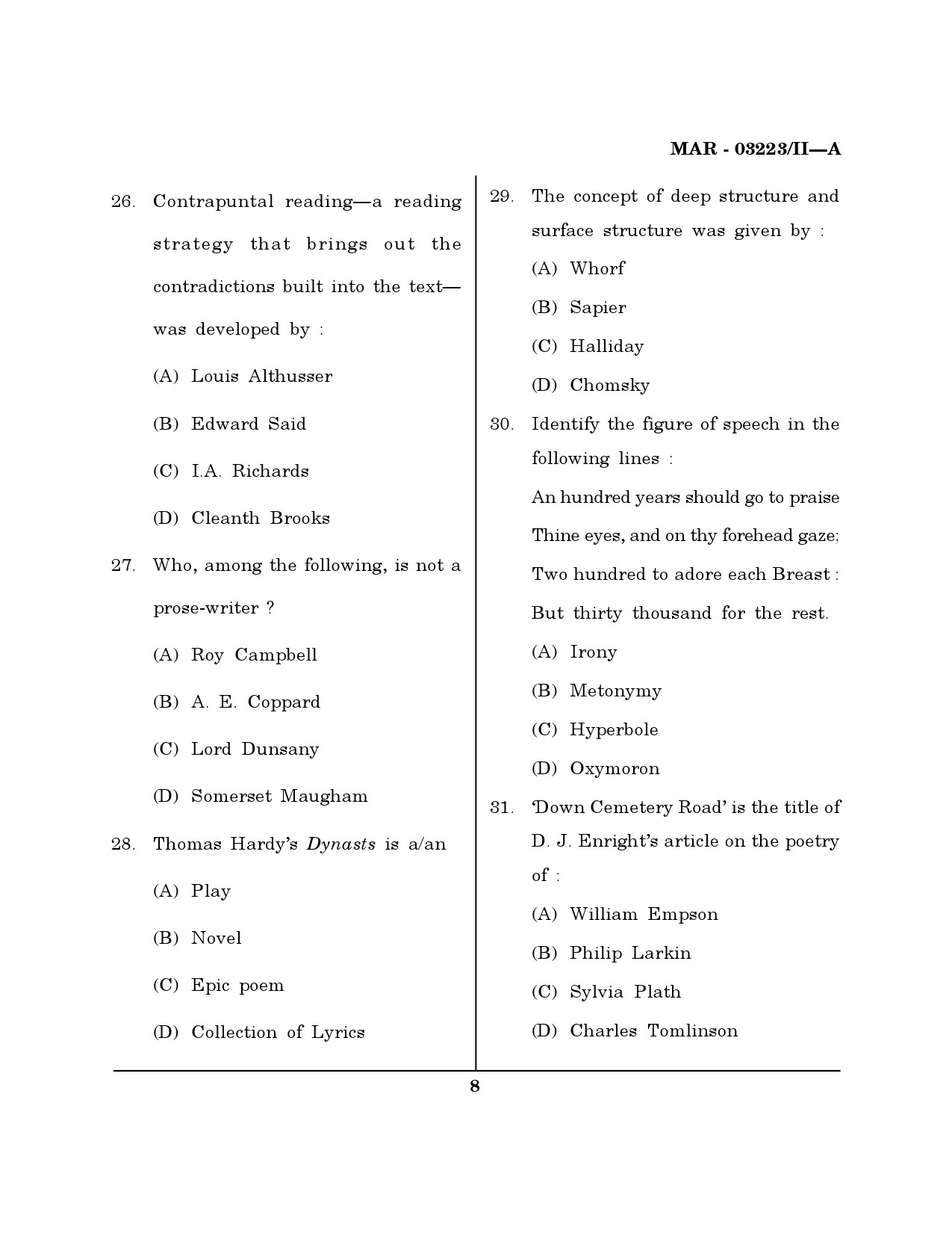 MH SET English Question Paper II March 2023 7