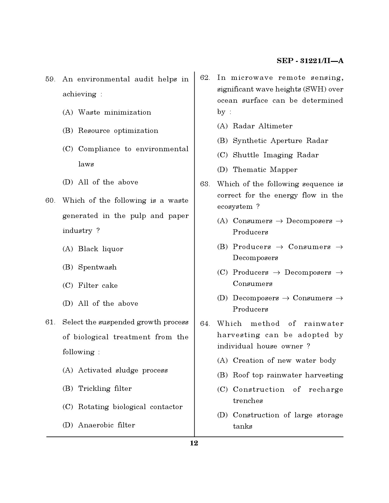 Maharashtra SET Environmental Sciences Exam Question Paper September 2021 11