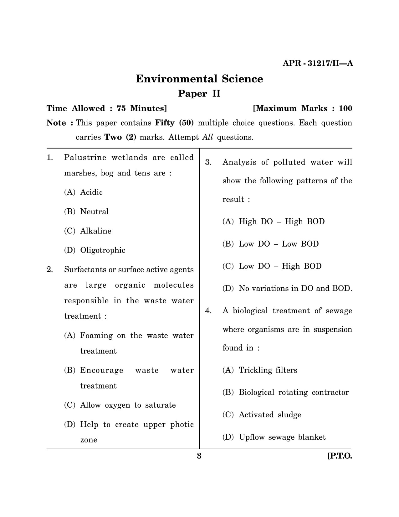 Maharashtra SET Environmental Sciences Question Paper II April 2017 2