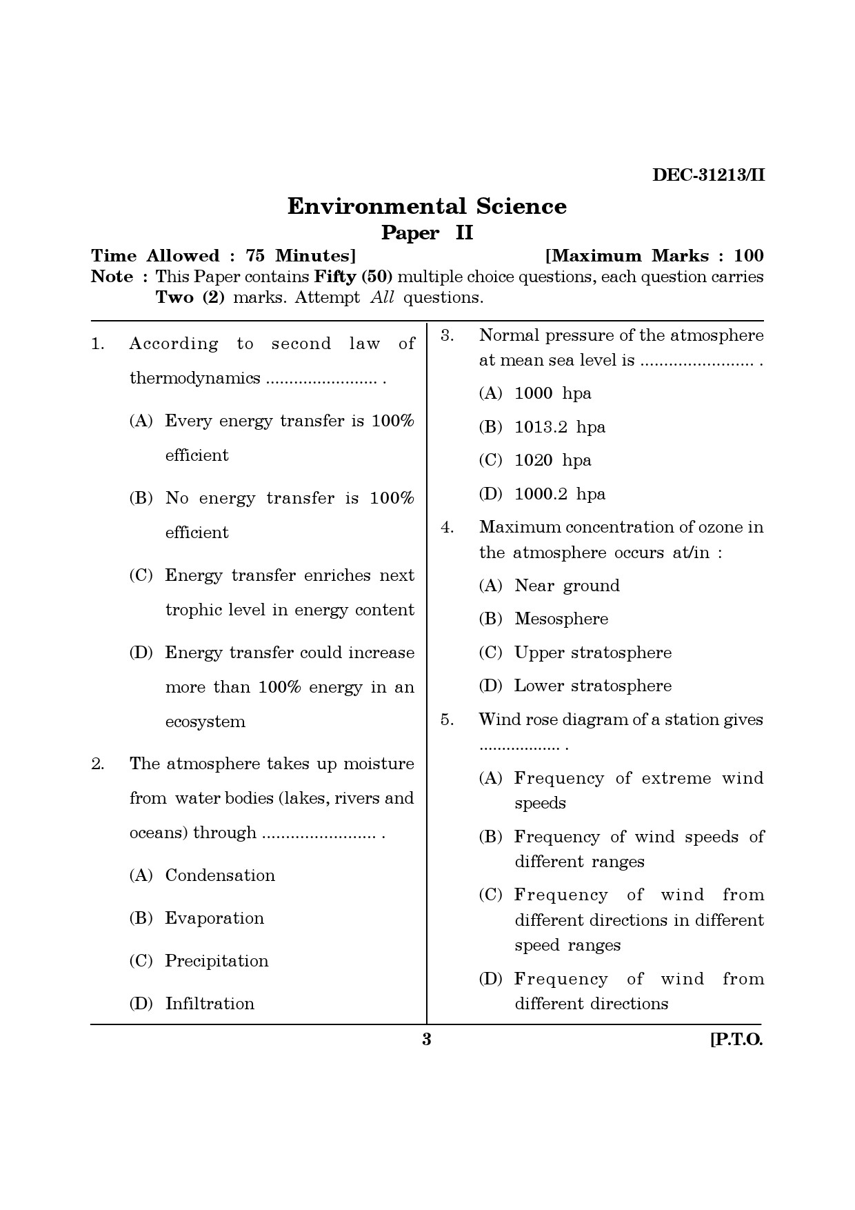 Maharashtra SET Environmental Sciences Question Paper II December 2013 2