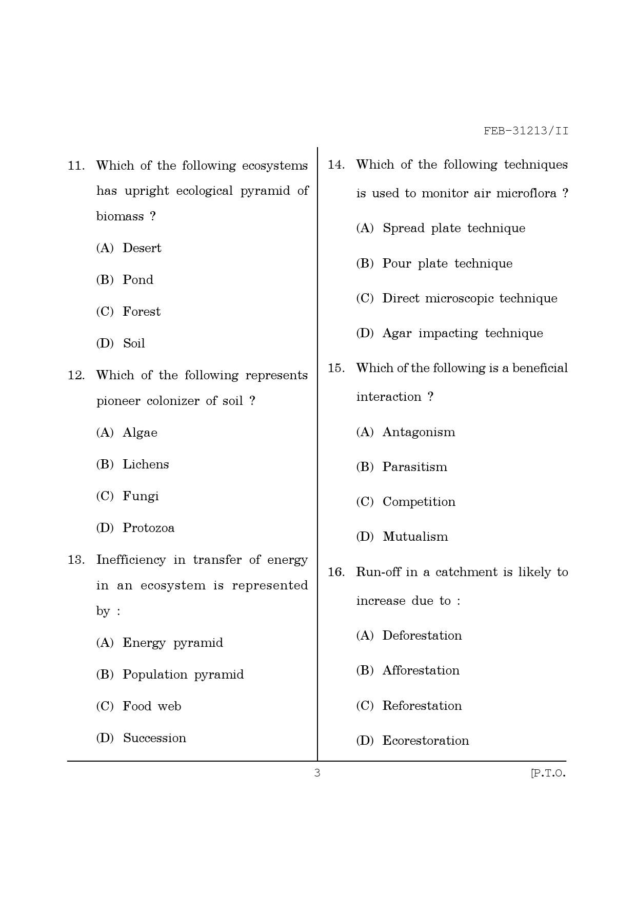 Maharashtra SET Environmental Sciences Question Paper II February 2013 3