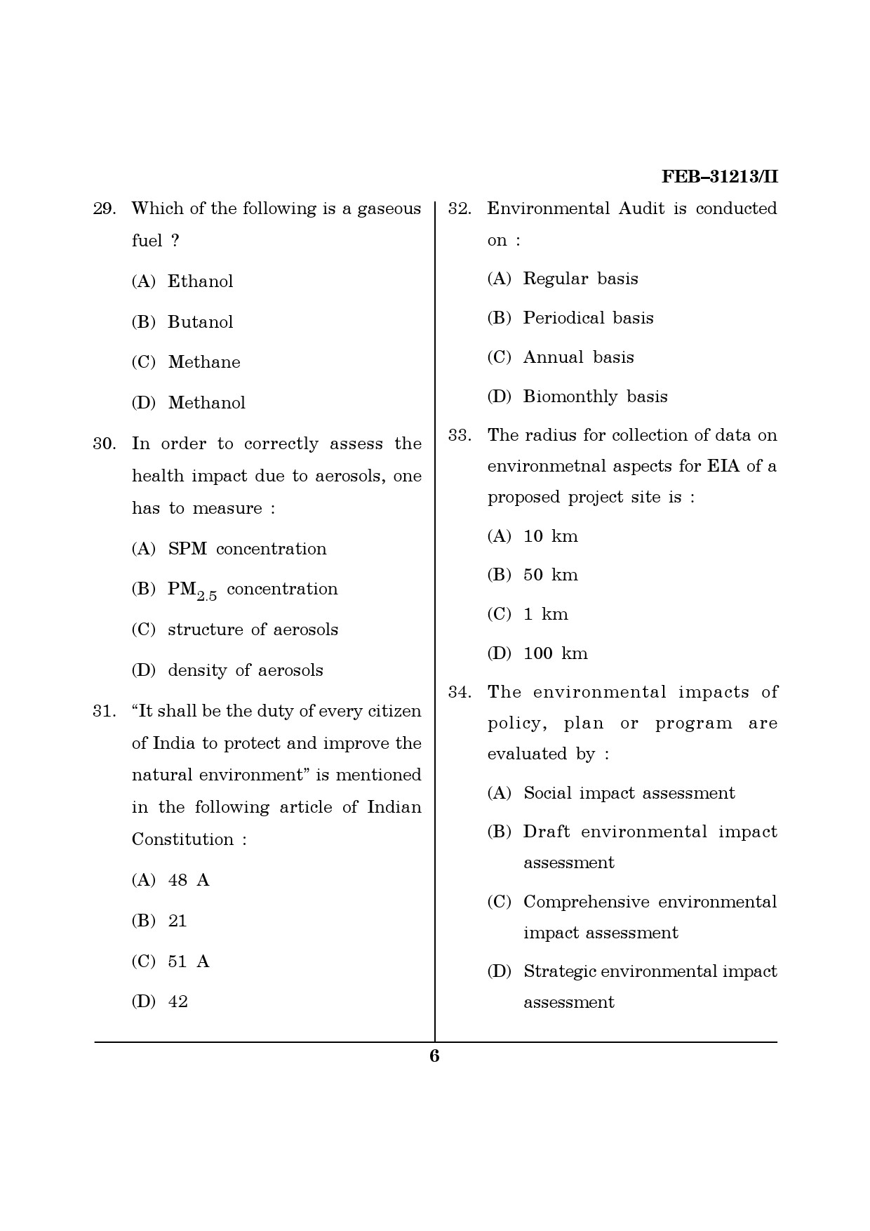 Maharashtra SET Environmental Sciences Question Paper II February 2013 6