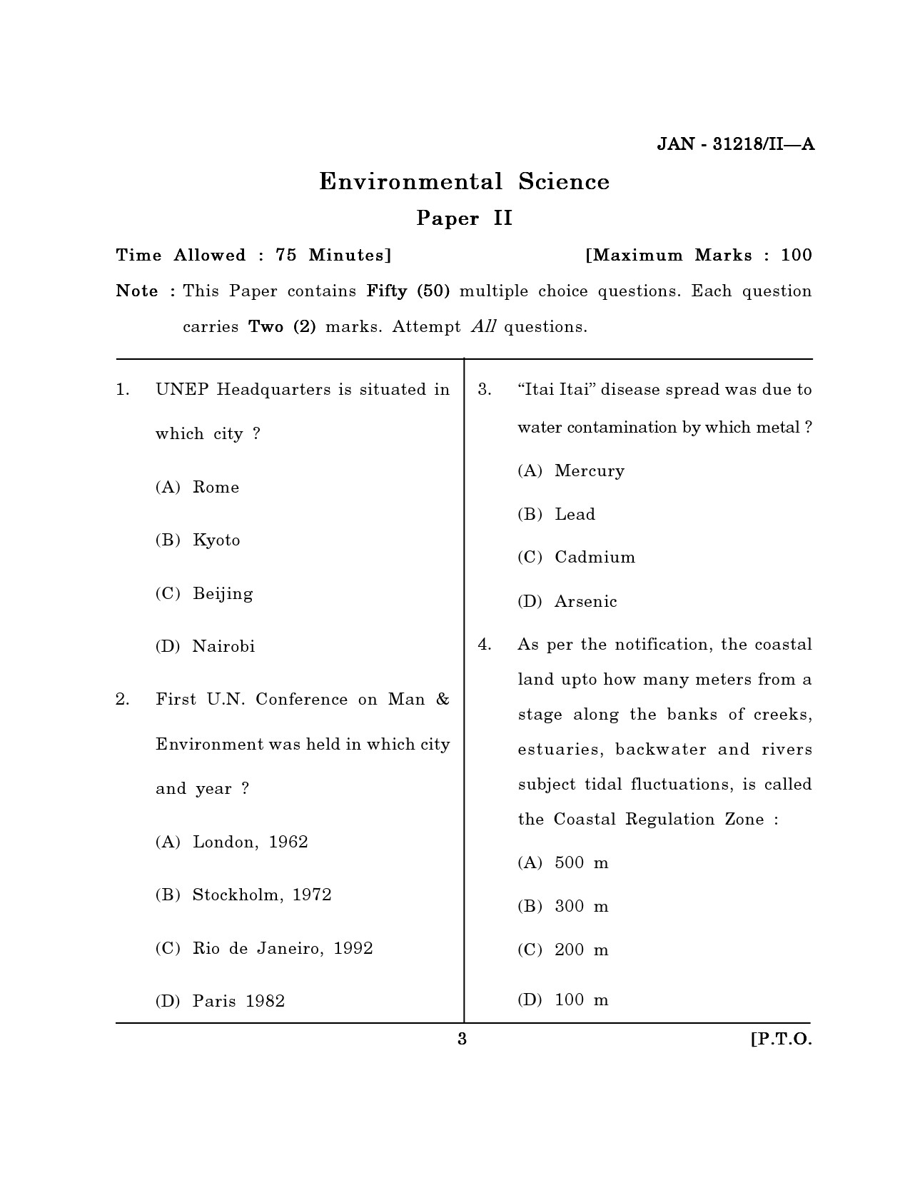 Maharashtra SET Environmental Sciences Question Paper II January 2018 2
