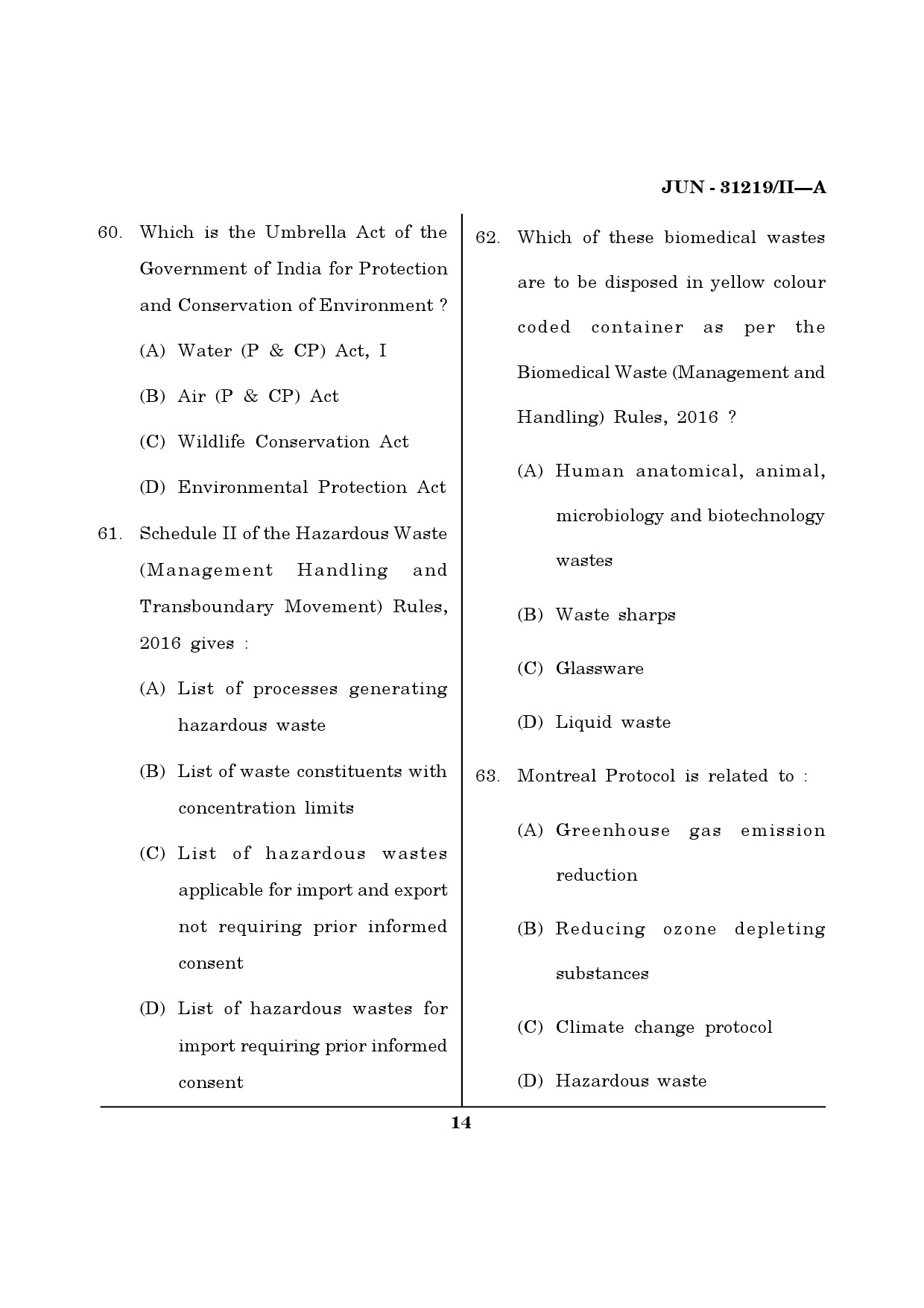 Maharashtra SET Environmental Sciences Question Paper II June 2019 13