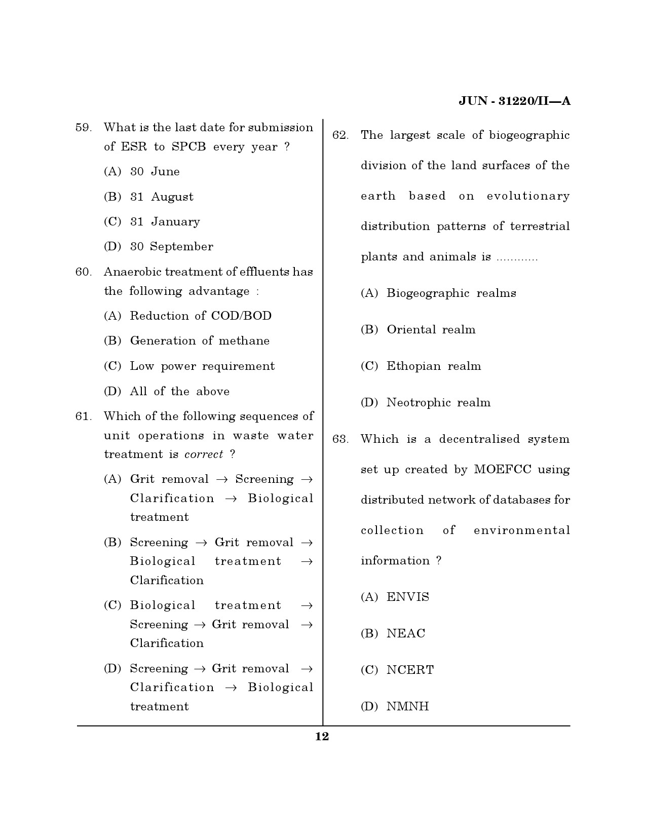 Maharashtra SET Environmental Sciences Question Paper II June 2020 11