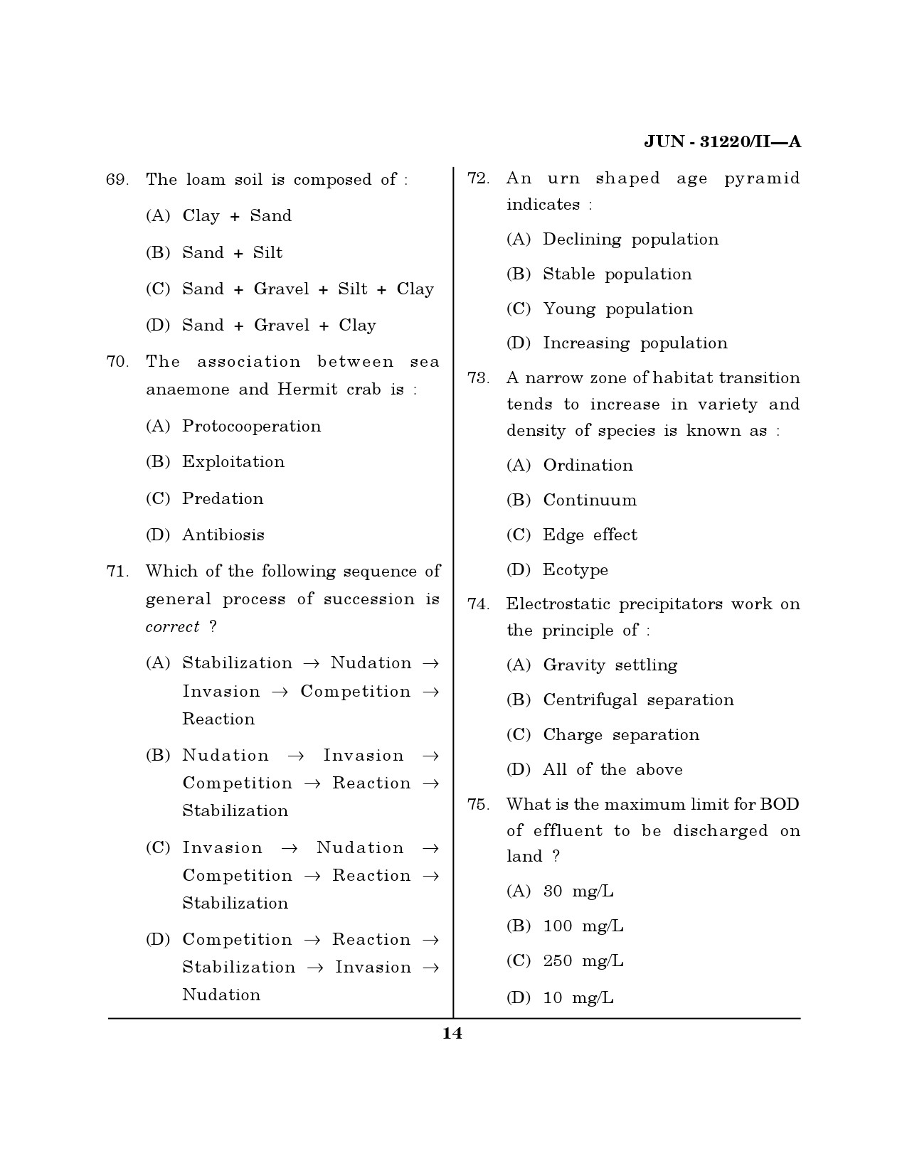 Maharashtra SET Environmental Sciences Question Paper II June 2020 13