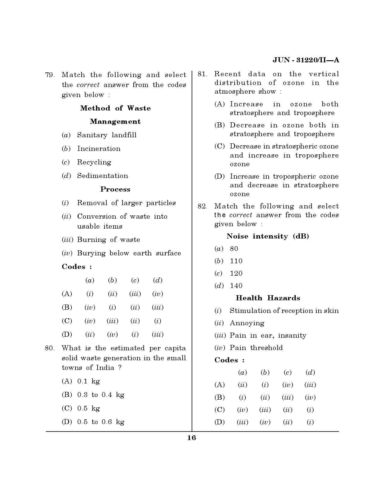 Maharashtra SET Environmental Sciences Question Paper II June 2020 15