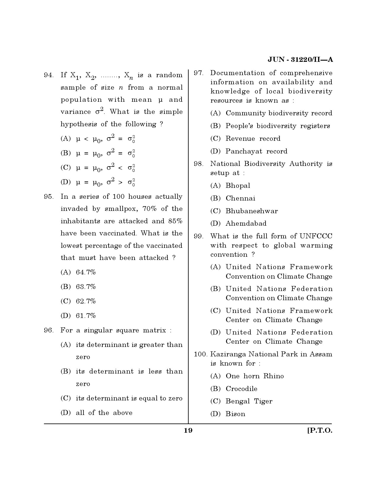 Maharashtra SET Environmental Sciences Question Paper II June 2020 18