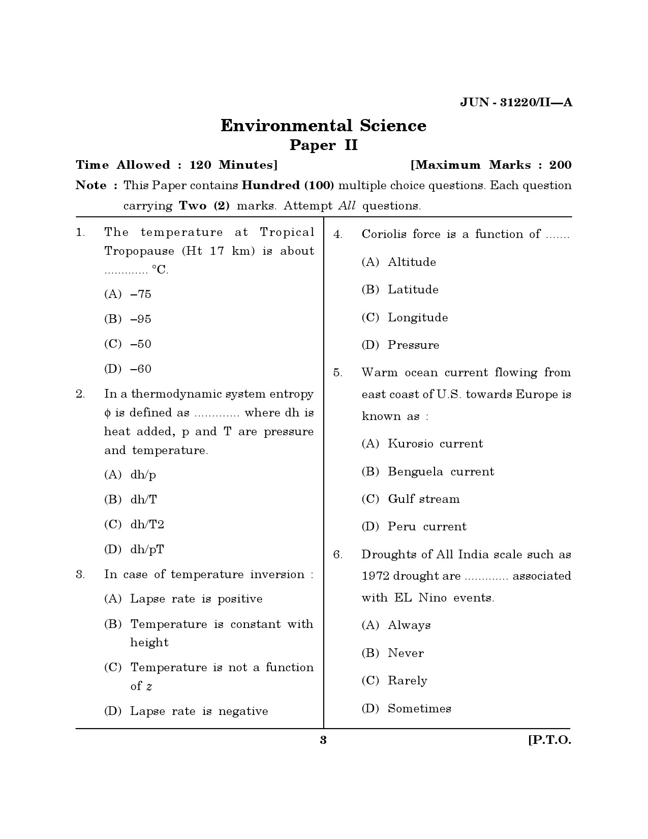 Maharashtra SET Environmental Sciences Question Paper II June 2020 2