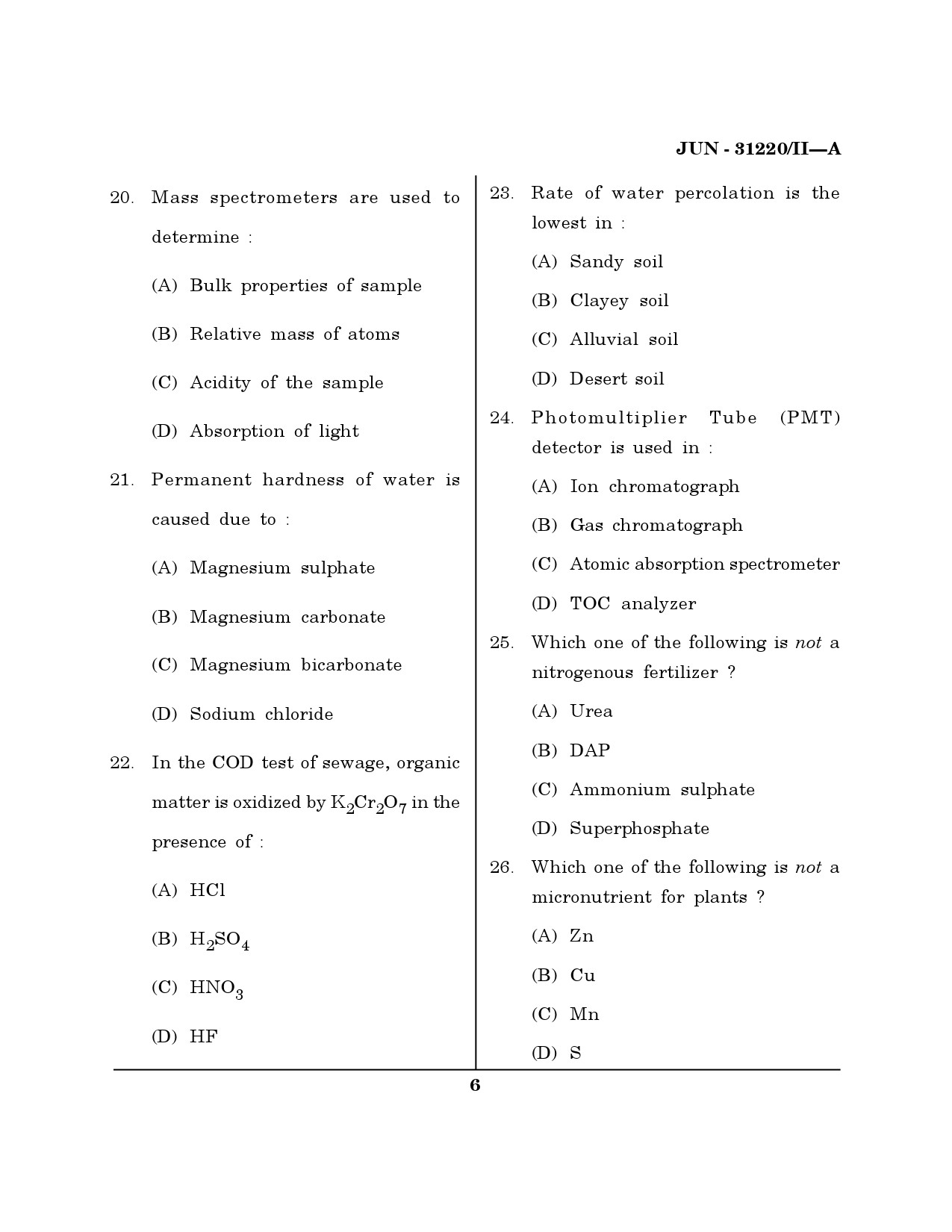 Maharashtra SET Environmental Sciences Question Paper II June 2020 5