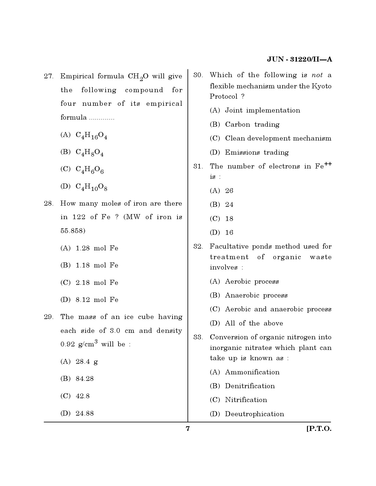 Maharashtra SET Environmental Sciences Question Paper II June 2020 6