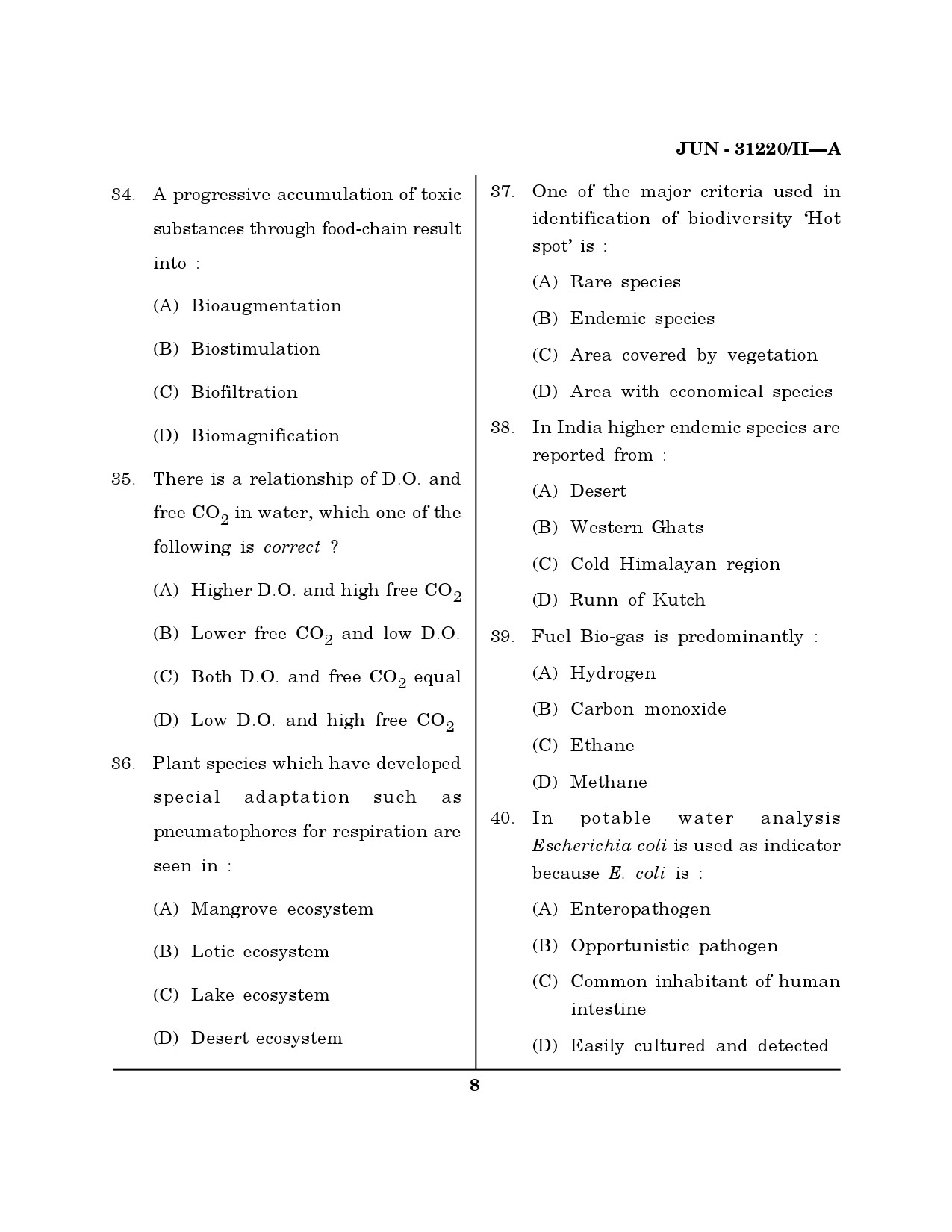 Maharashtra SET Environmental Sciences Question Paper II June 2020 7