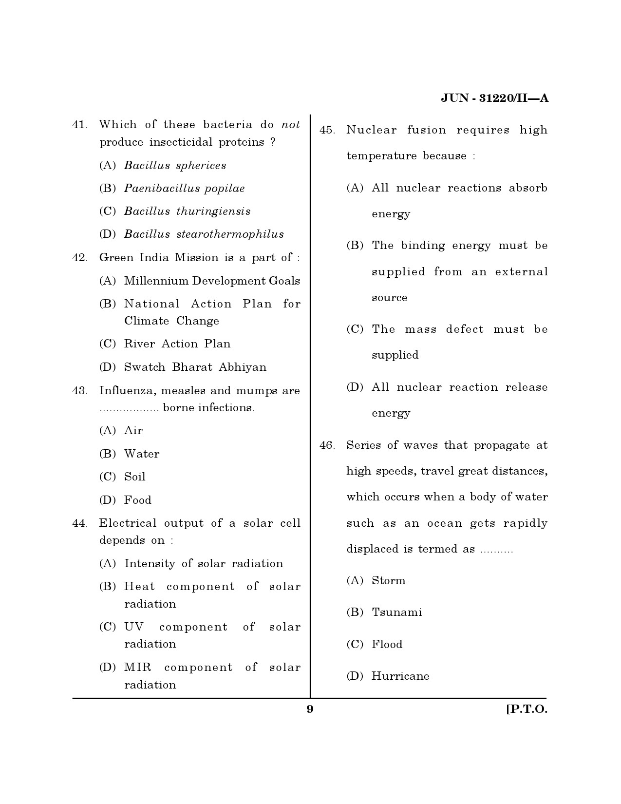 Maharashtra SET Environmental Sciences Question Paper II June 2020 8