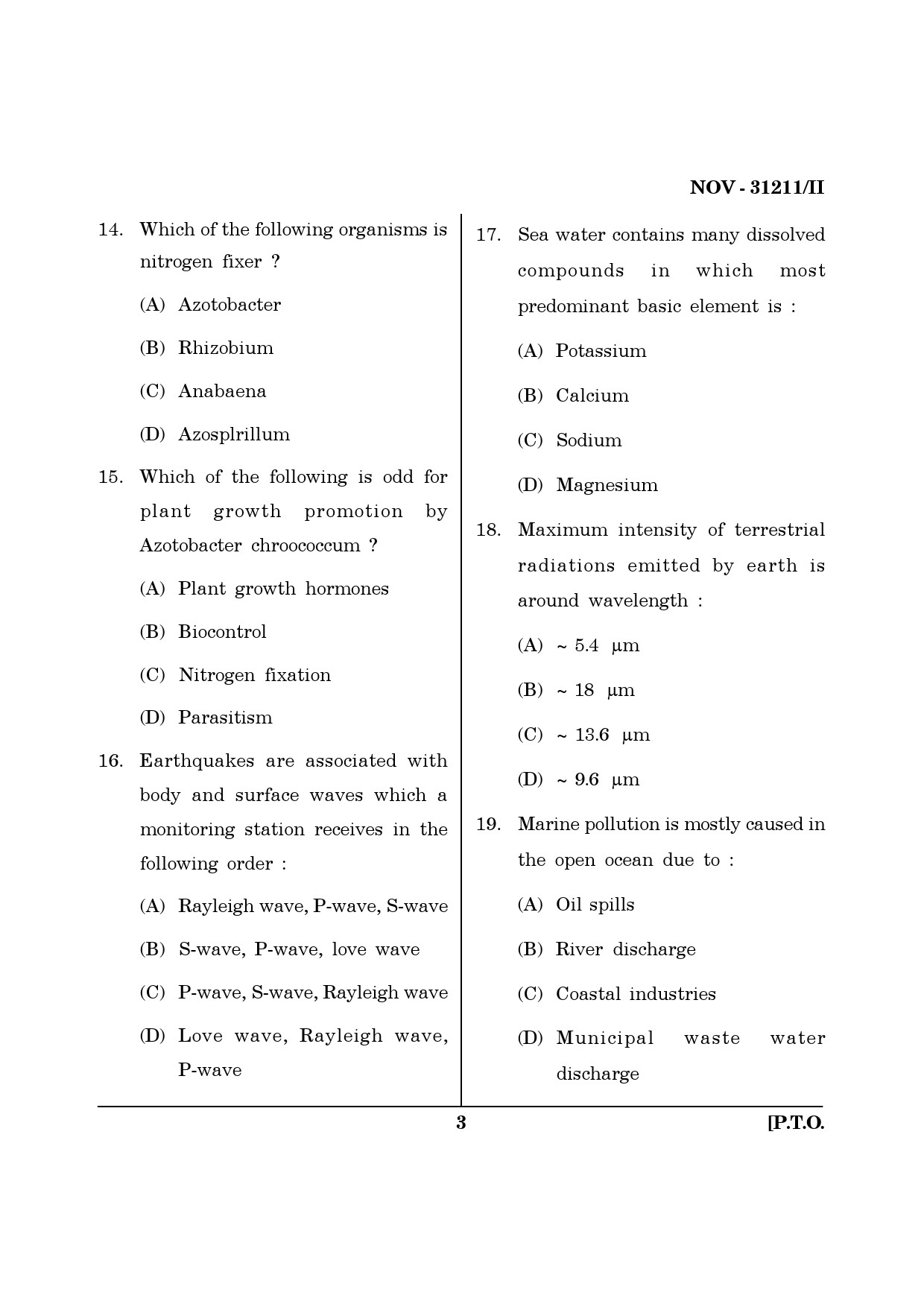 Maharashtra SET Environmental Sciences Question Paper II November 2011 3