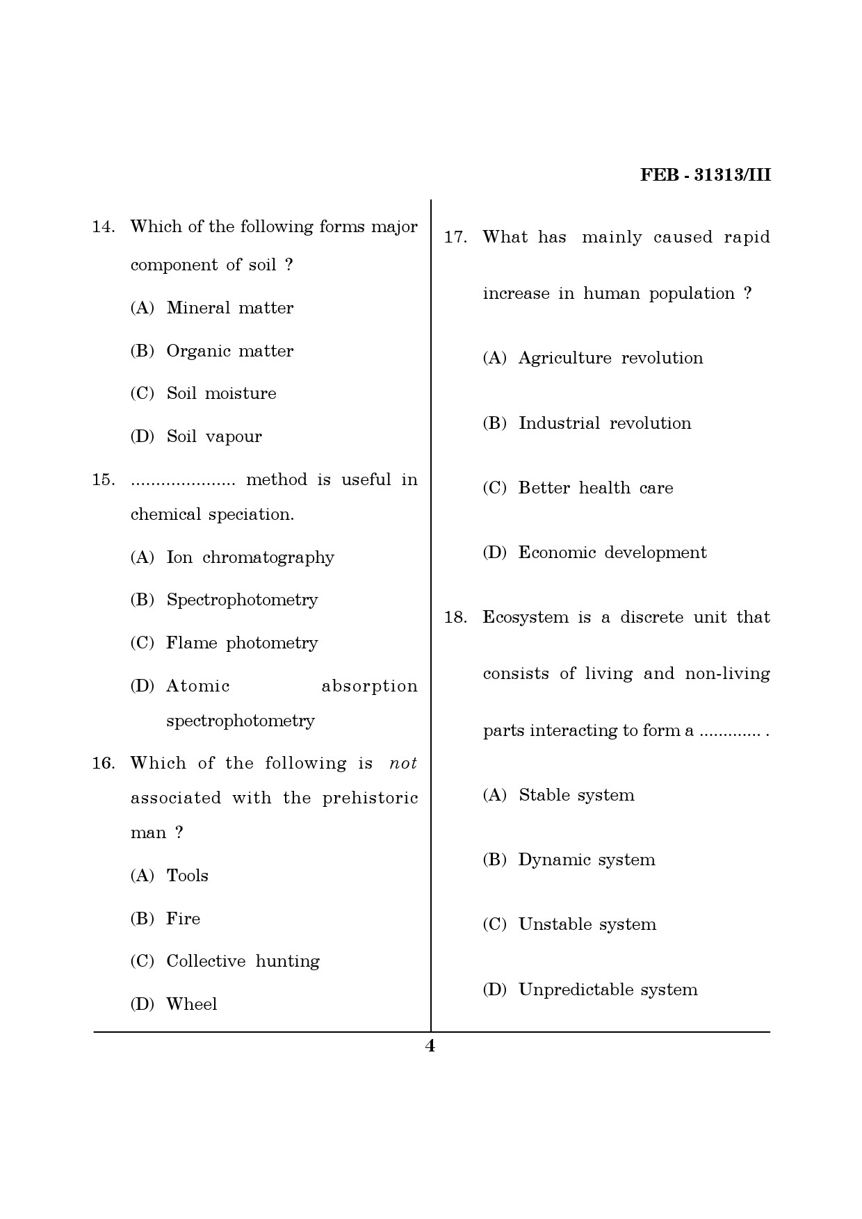 Maharashtra SET Environmental Sciences Question Paper III February 2013 4