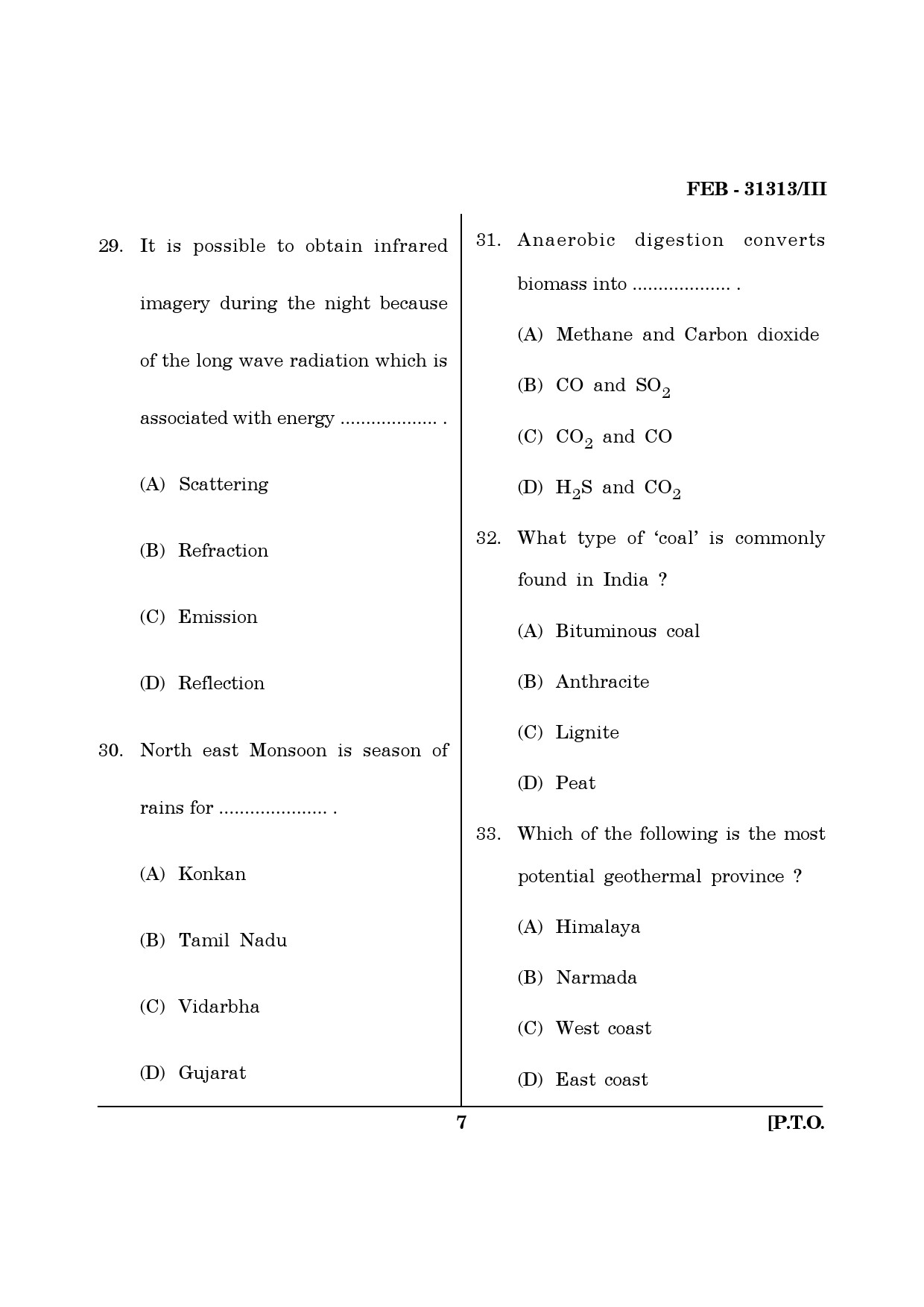 Maharashtra SET Environmental Sciences Question Paper III February 2013 7