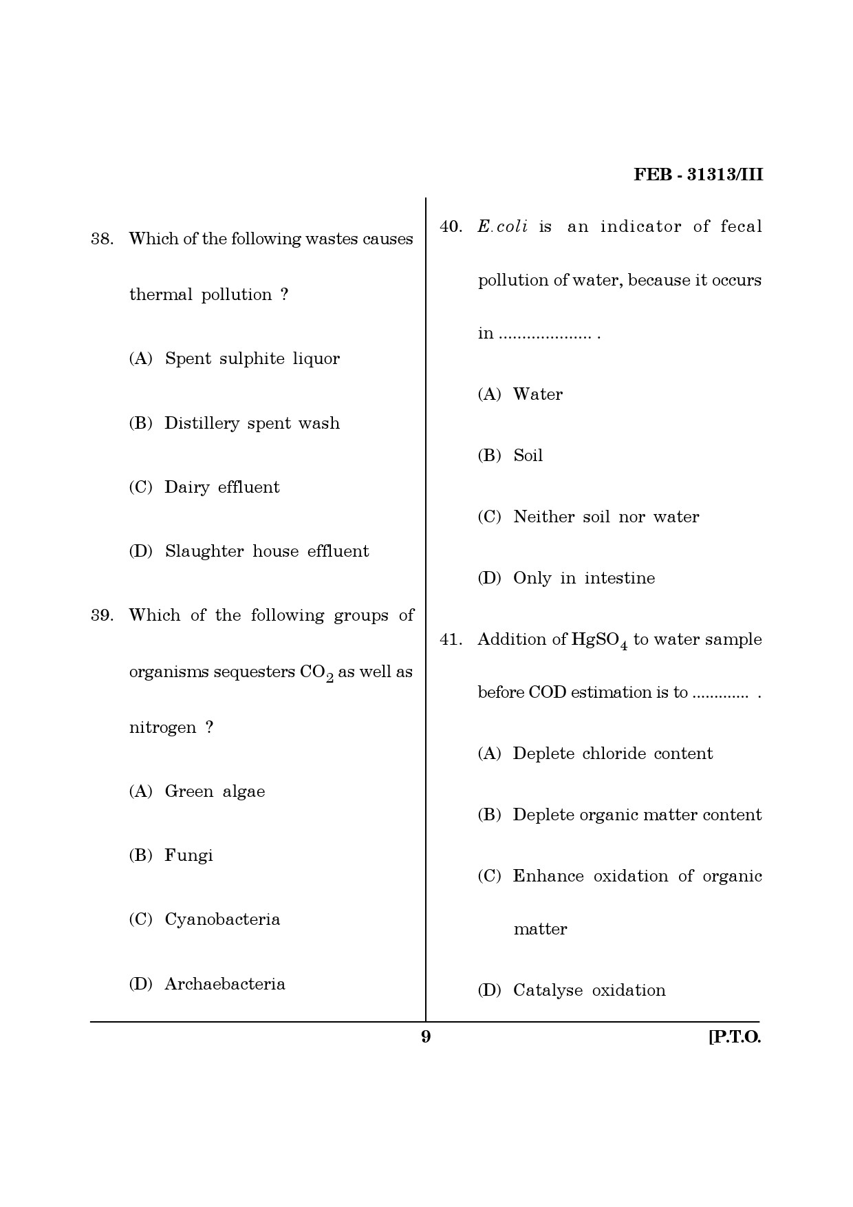 Maharashtra SET Environmental Sciences Question Paper III February 2013 9
