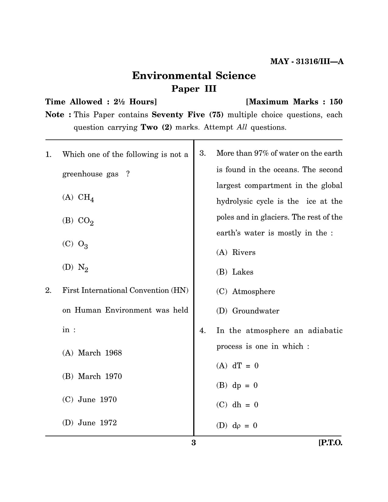 Maharashtra SET Environmental Sciences Question Paper III May 2016 2