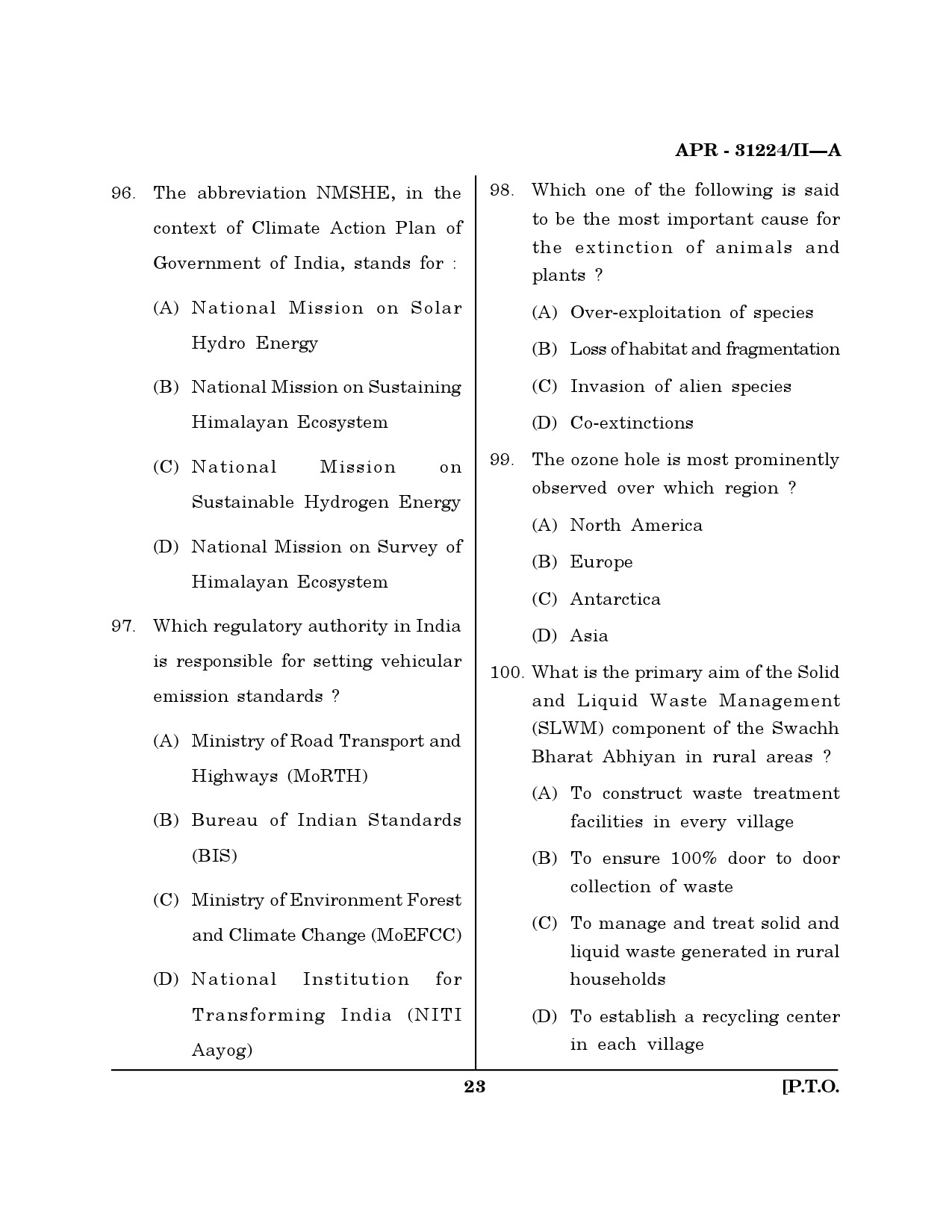 MH SET Environmental Sciences Question Paper II April 2024 22